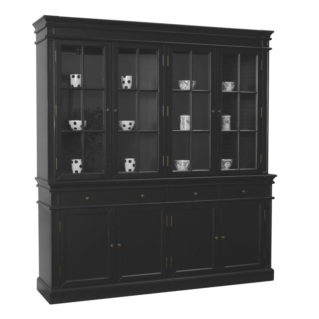 ebuy24 Vitrine Amaretta 4 türiger Vitrinenschrank schwarz, antik