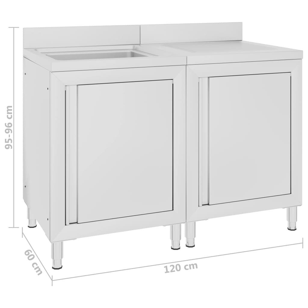 vidaXL Spülenschrank Gastro-Spülenunterschrank Edelstahl cm (1-St) 120x60x96