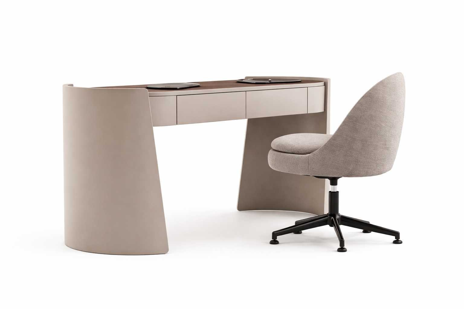 JVmoebel Schreibtisch Komplettes Schreibtisch mit Stuhl Beige Modern Design Büro Möbel, Made in Europa