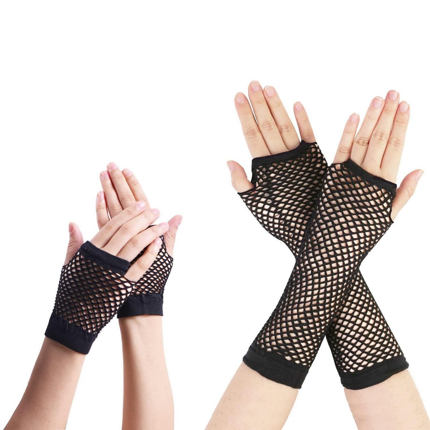 LuxusKollektion Abendhandschuhe Netzhandschuhe 2 Paar Schwarz Damen Abend (2-St)