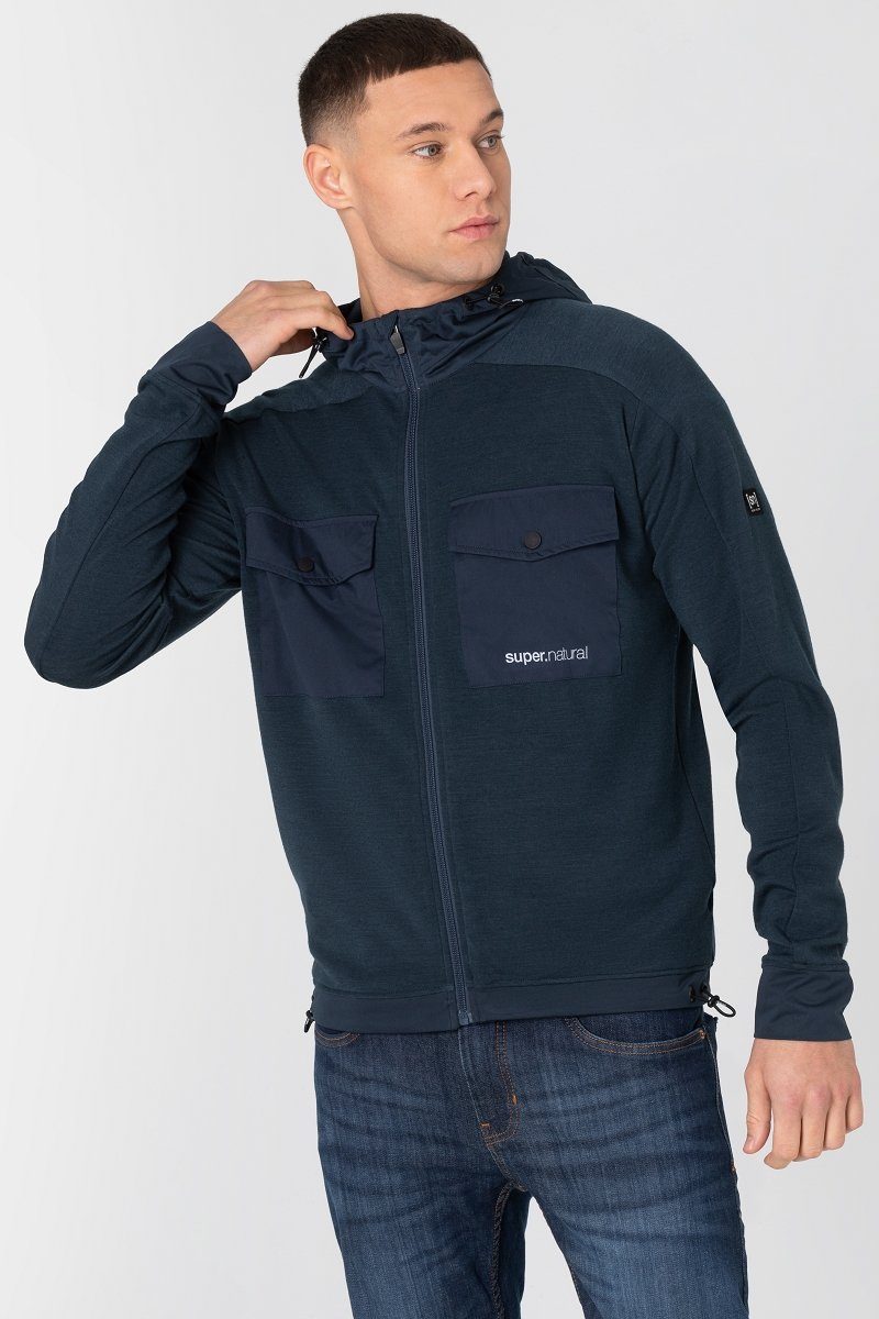 Merino-Materialmix Jacke JACKET Outdoorjacke Blueberry SUPER.NATURAL Merino ADVENTURE M funktioneller