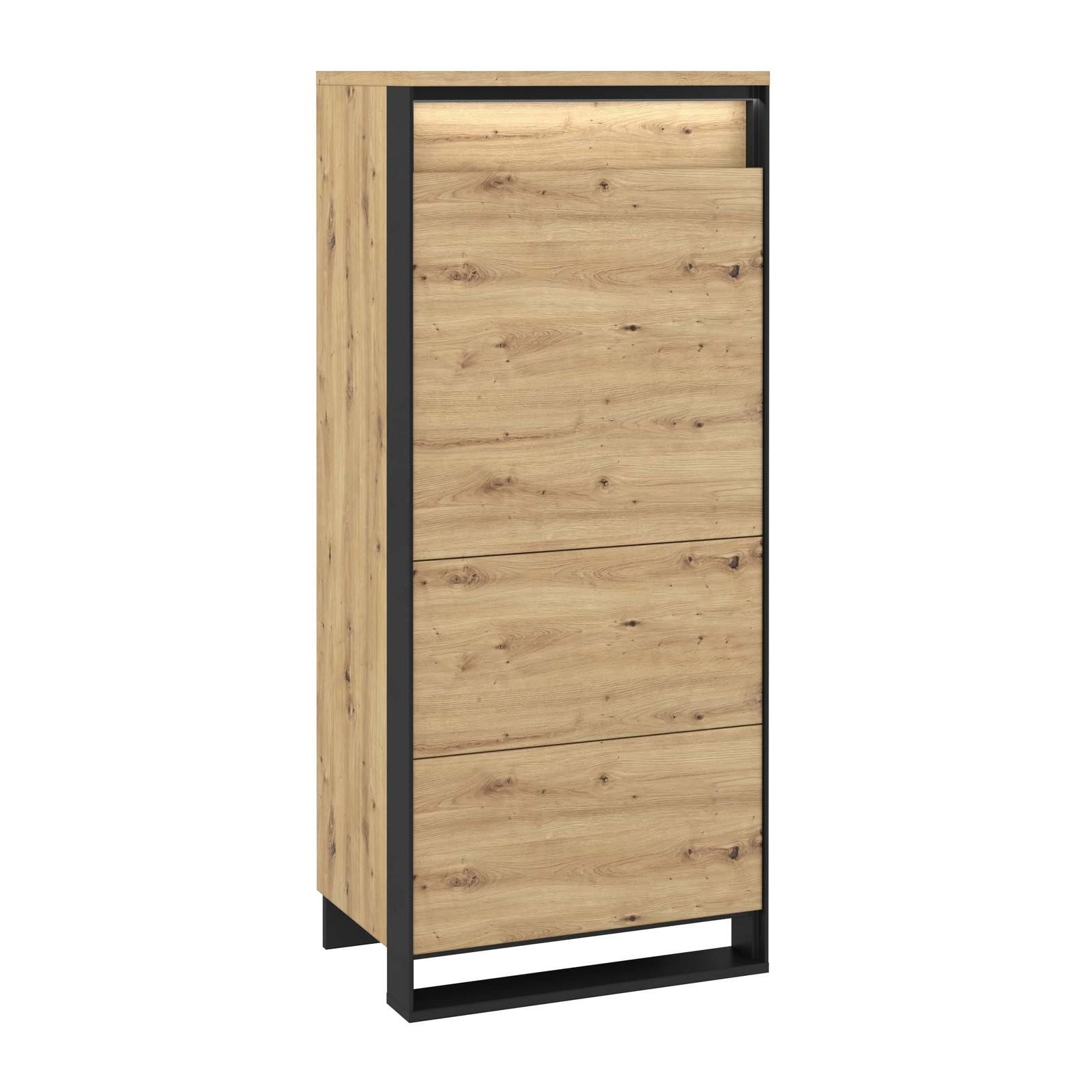 HAUSELEMENT Hochkommode QUANT QA-07, mit LED-Beleuchtung Mehrzweckschrank Kommode Loft