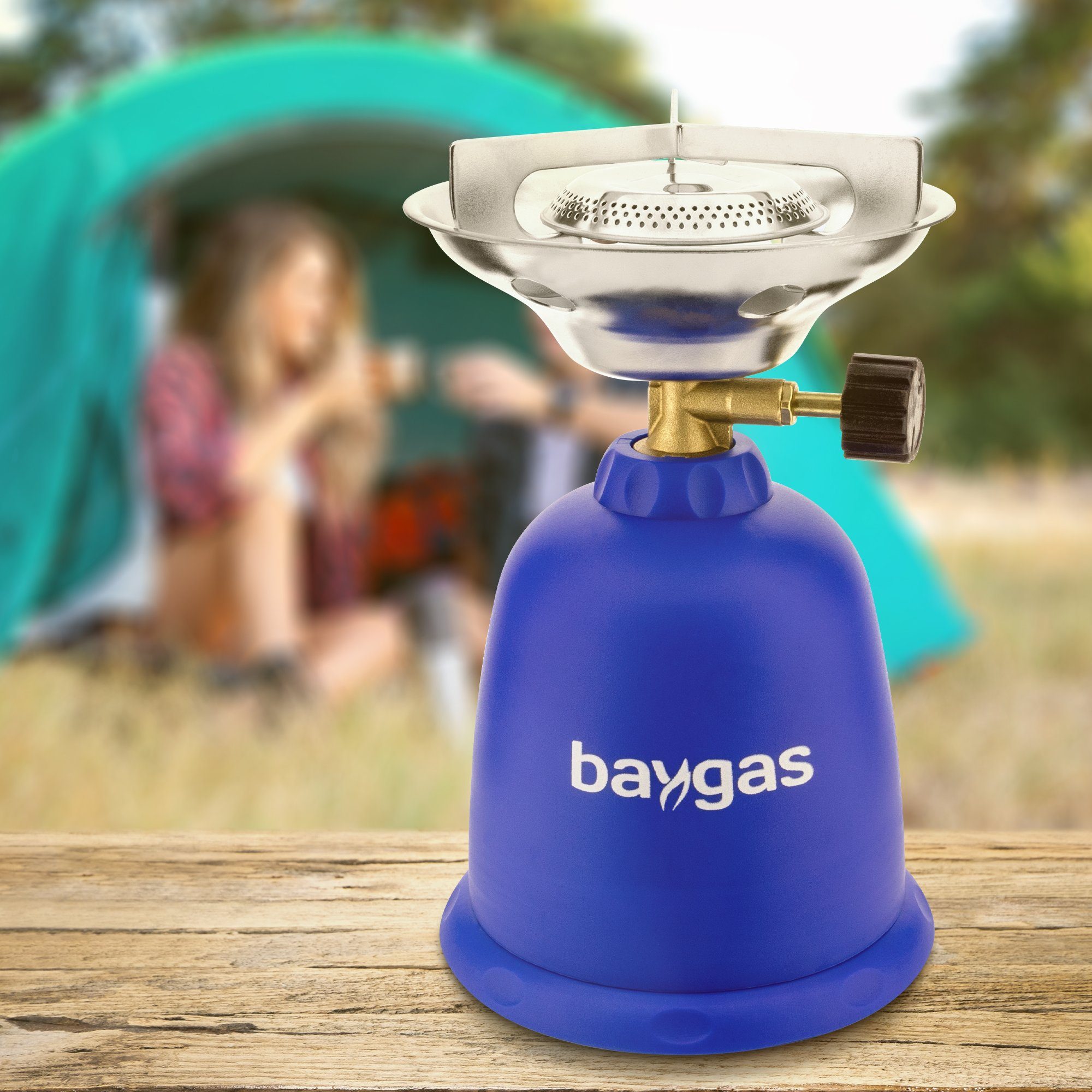 1- Blau Baygas Flammig Gaskocher Outdoor Kunststoffkörper baygas für Campingkocher