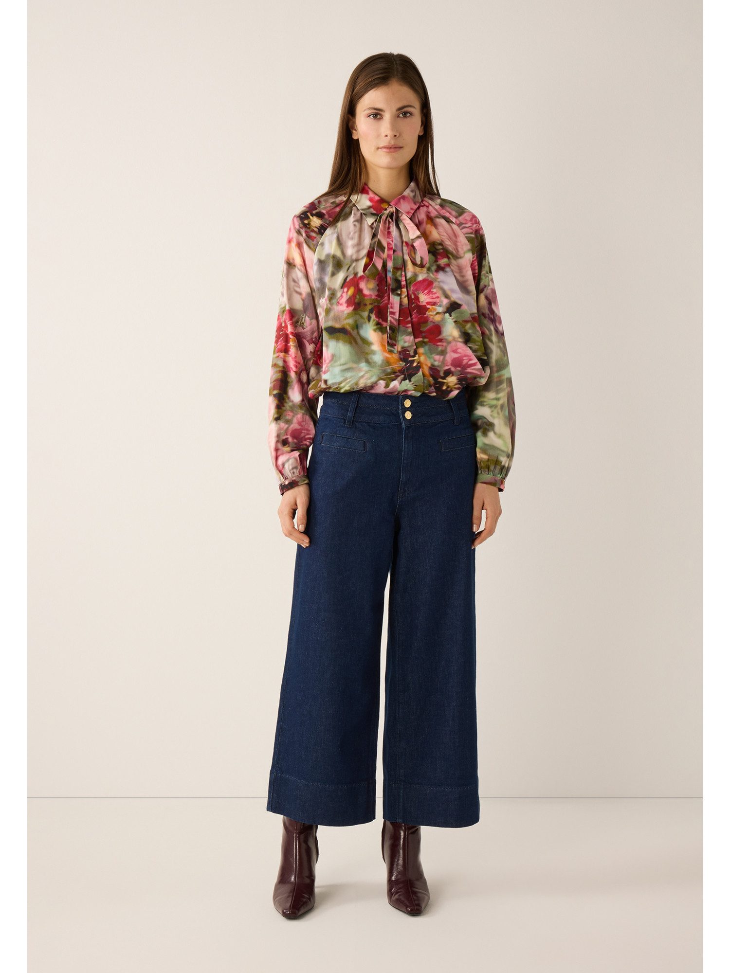 MORE&MORE Klassische Bluse weite Schluppenbluse mit Print