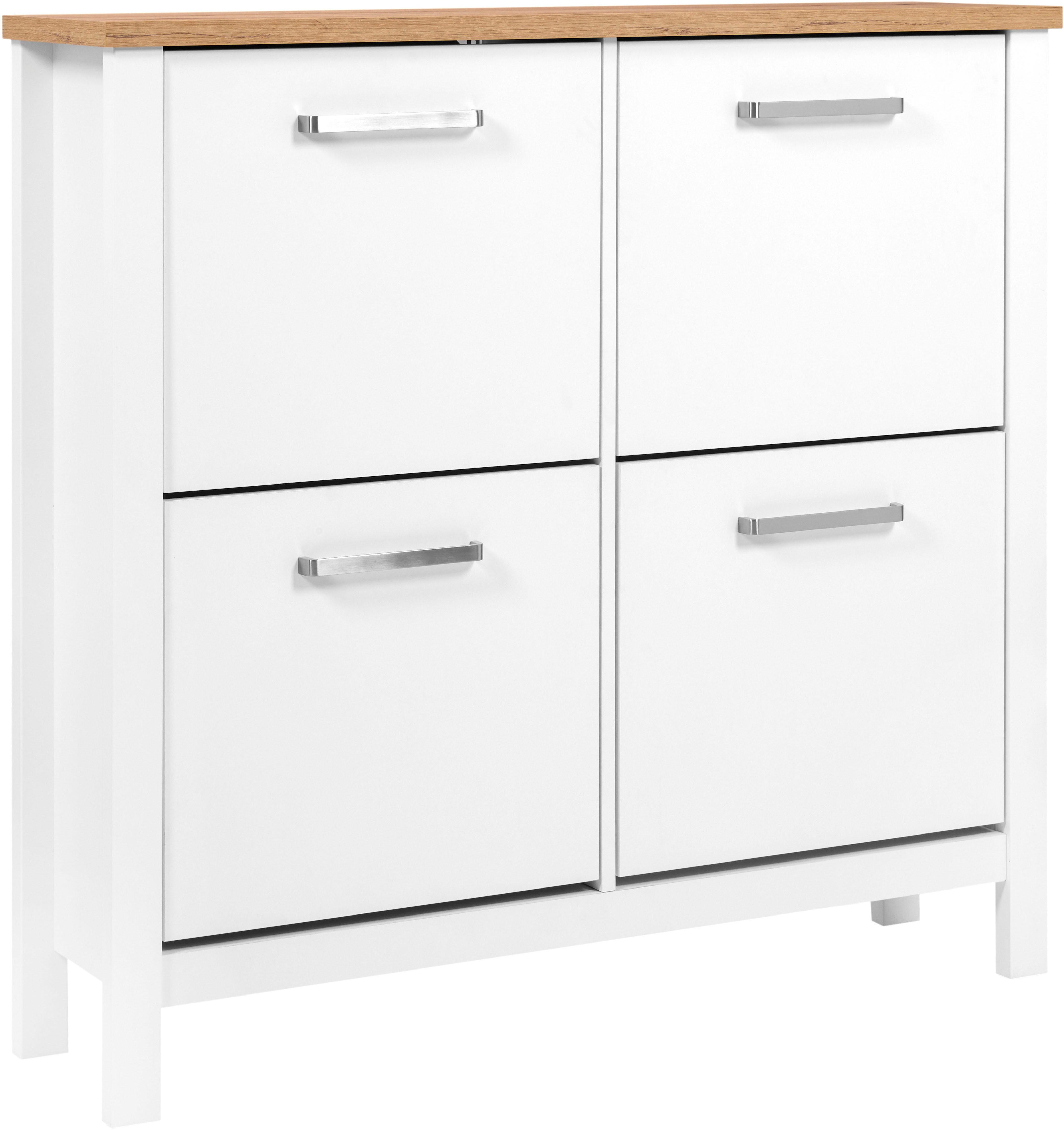 Inter Link Schuhkipper Enoli, Weiss/Artisan Eiche Nachbildung, Softclose, 16 paar Schuhe (1 St), Schuhkommode im modernem Skandi Look, platzsparend, 113 x 30 x 109 cm