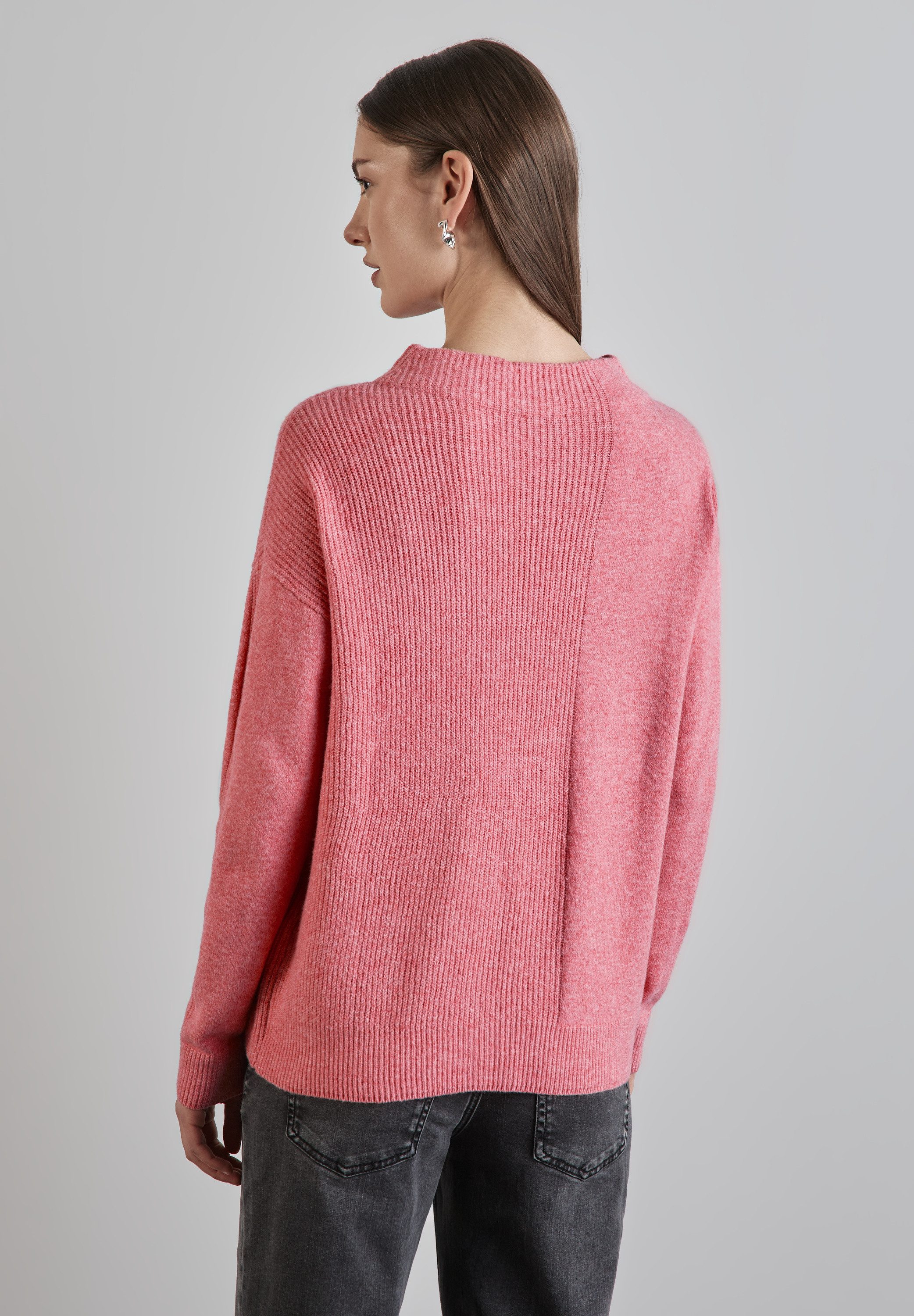 STREET ONE Rundhalspullover mit dekorativen Rippstrickelementen günstig online kaufen