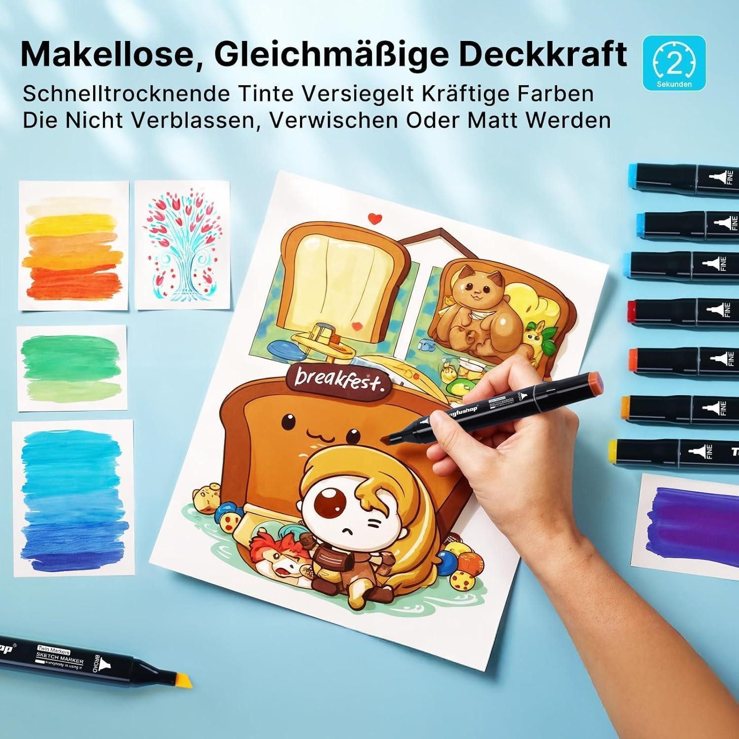 LuxusKollektion Permanentmarker Marker Set 120 Farben Dual Tip Alkohol – Bild 3 von 5