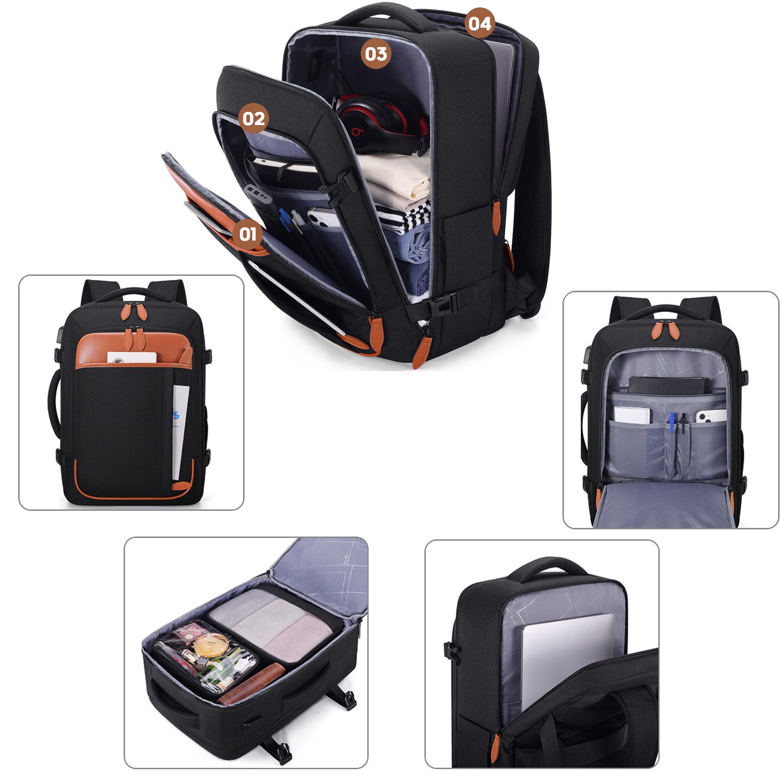 REDOM Reiserucksack Handgepäck Rucksack mit Anti-Diebstahl-Tasche günstig online kaufen
