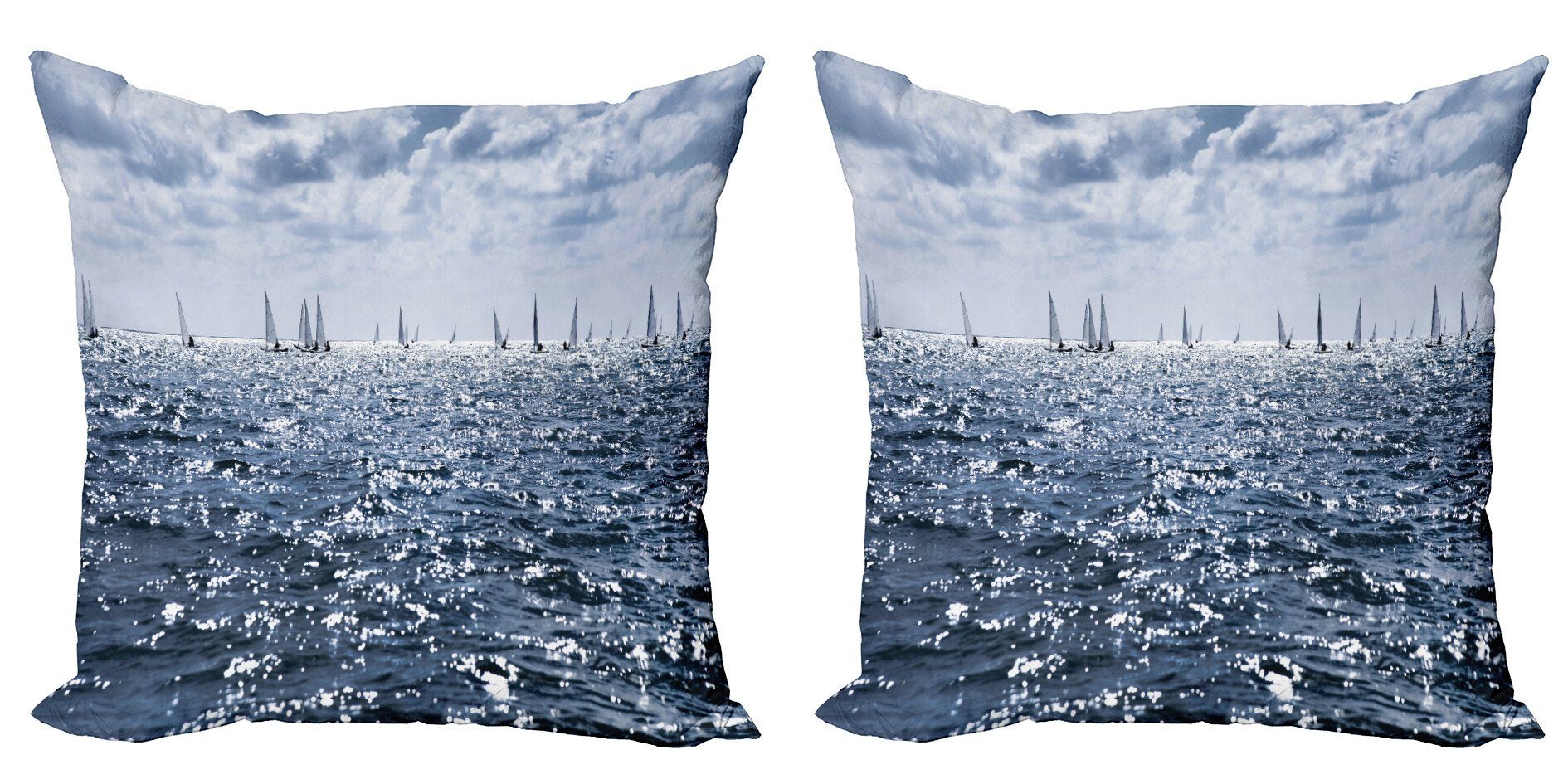 Kissenbezüge Modern Accent Doppelseitiger Digitaldruck, Abakuhaus (2 Stück), Nautisch Segelboote Sunny