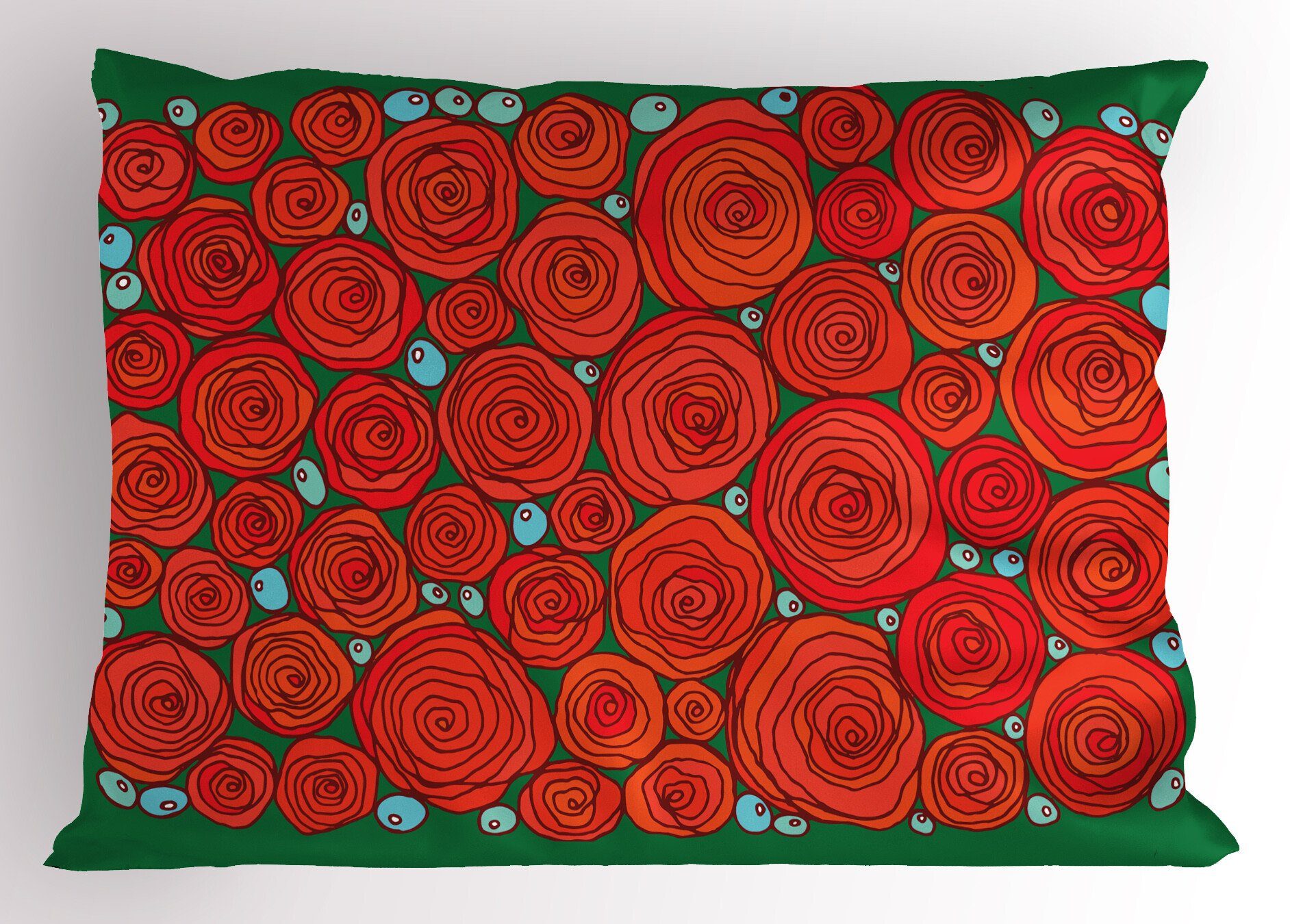 Kissenbezug, Gedruckter King Roses Stück), Abakuhaus Kissenbezüge Dekorativer Rund Standard (1 Size Blume Doodle