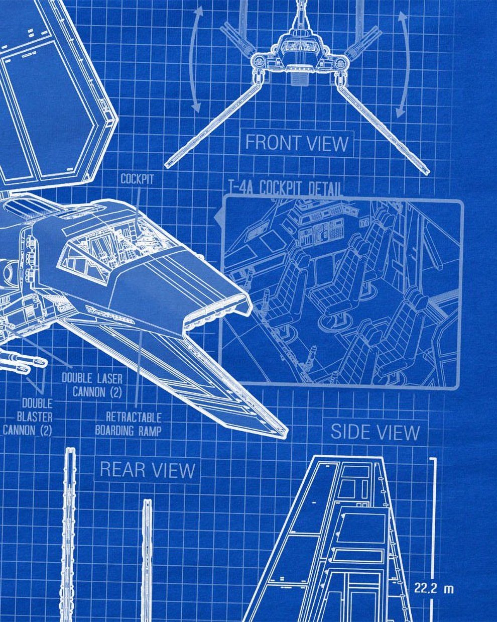 Shuttle blaupause style3 Herren Lambda T-4A raumfähre Print-Shirt Tydirium T-Shirt