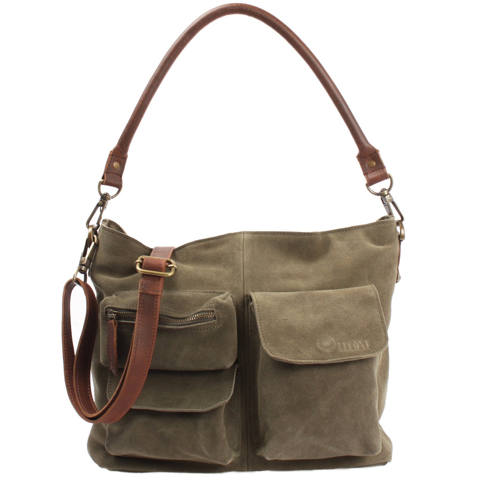 LECONI Schultertasche Handtsche Umhängetasche Ledertasche Veloursleder LE0039