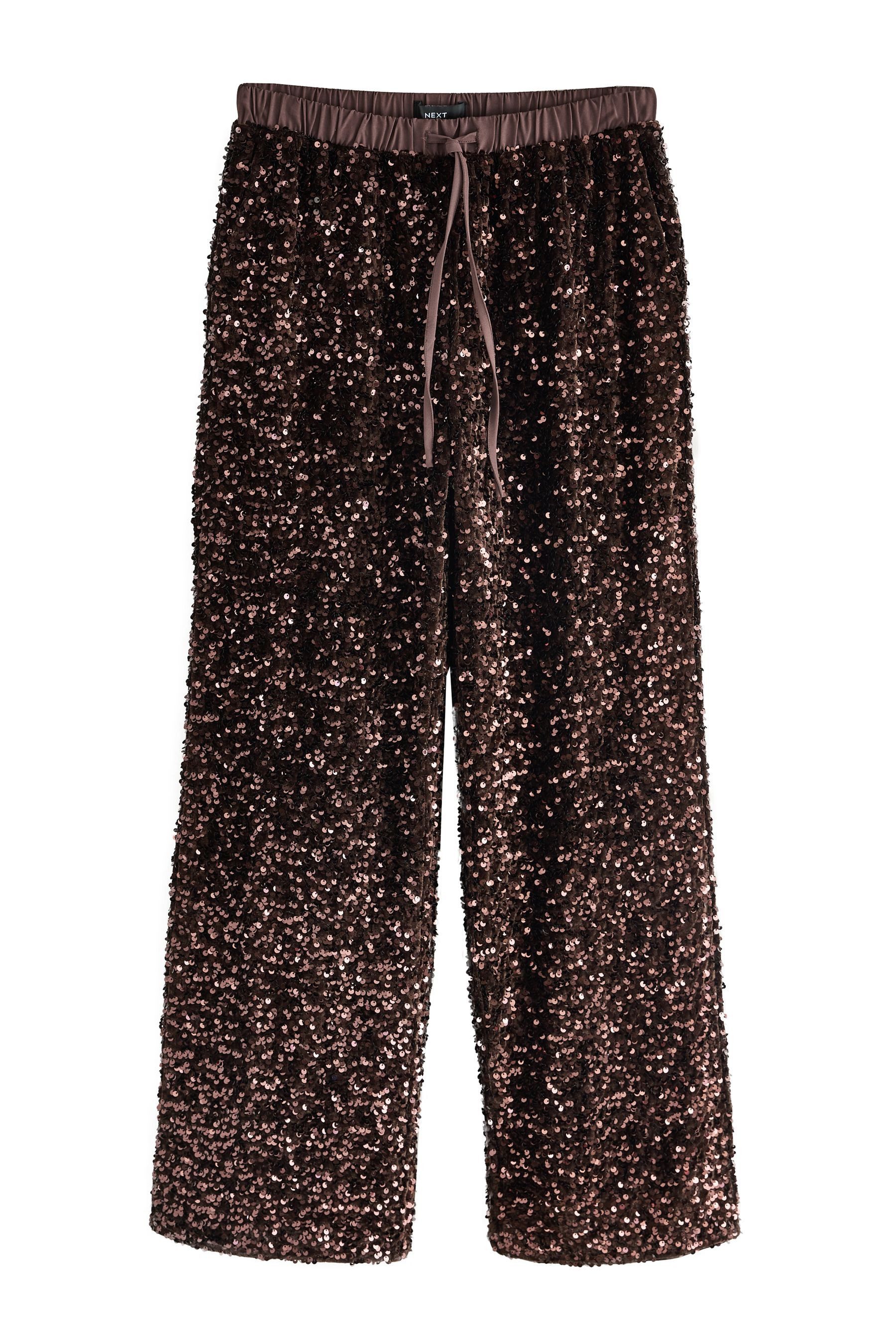 Samthose Samthose mit weitem Bein und Pailletten