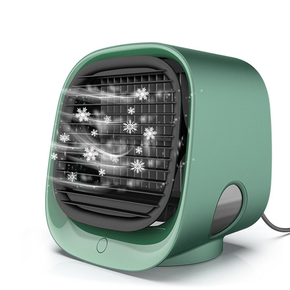 XDeer Designheizkörper Mini mit mit Windgeschwindigkeiten,LED Luftkühler Klimageräte,Tragbarer 3, Kühlventilator Lüfter Desktop Wasserkühlung green Mobile