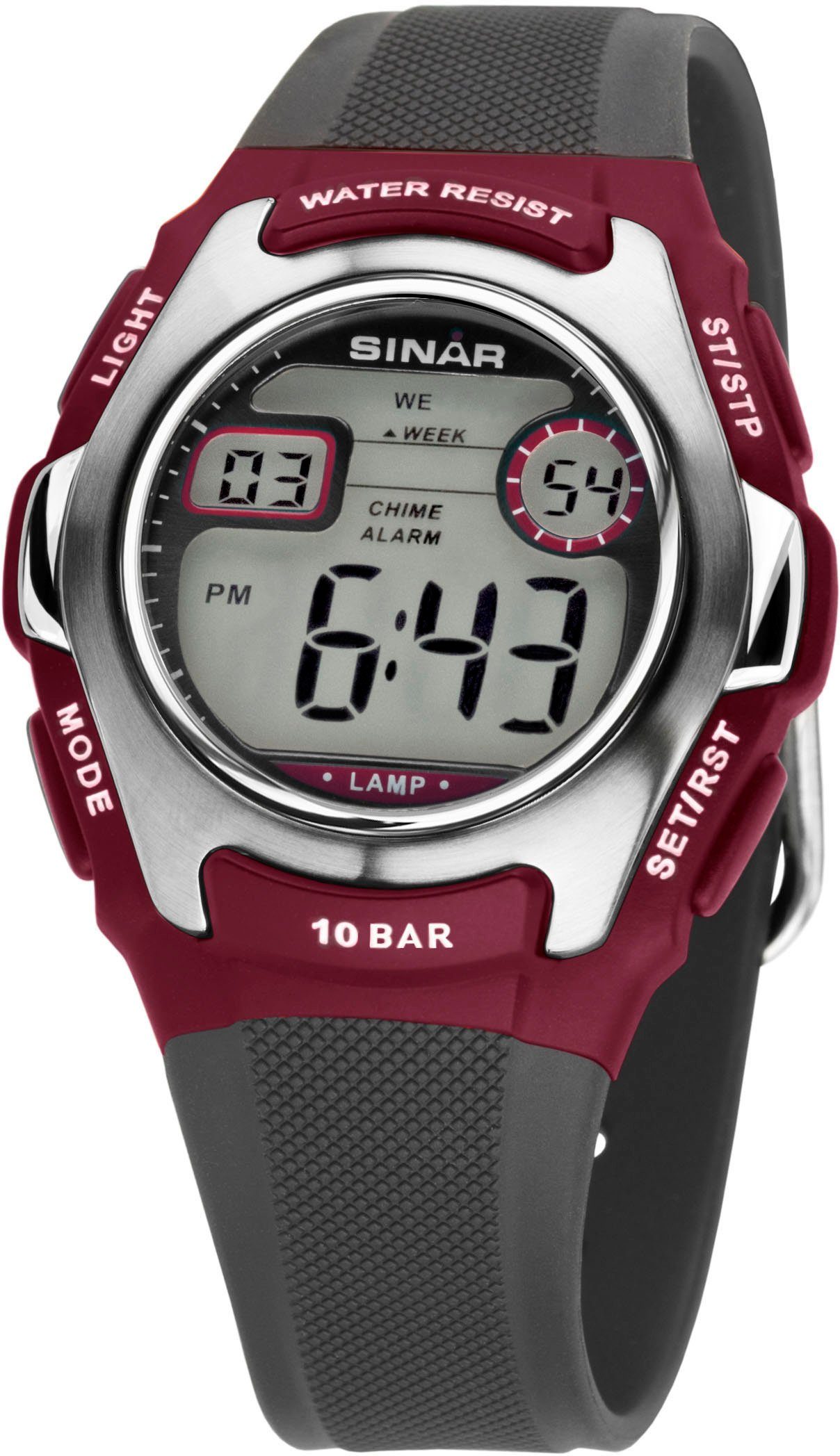 SINAR Quarzuhr XE-50-9, Armbanduhr, Kinderuhr, digital, Datum, ideal auch als Geschenk