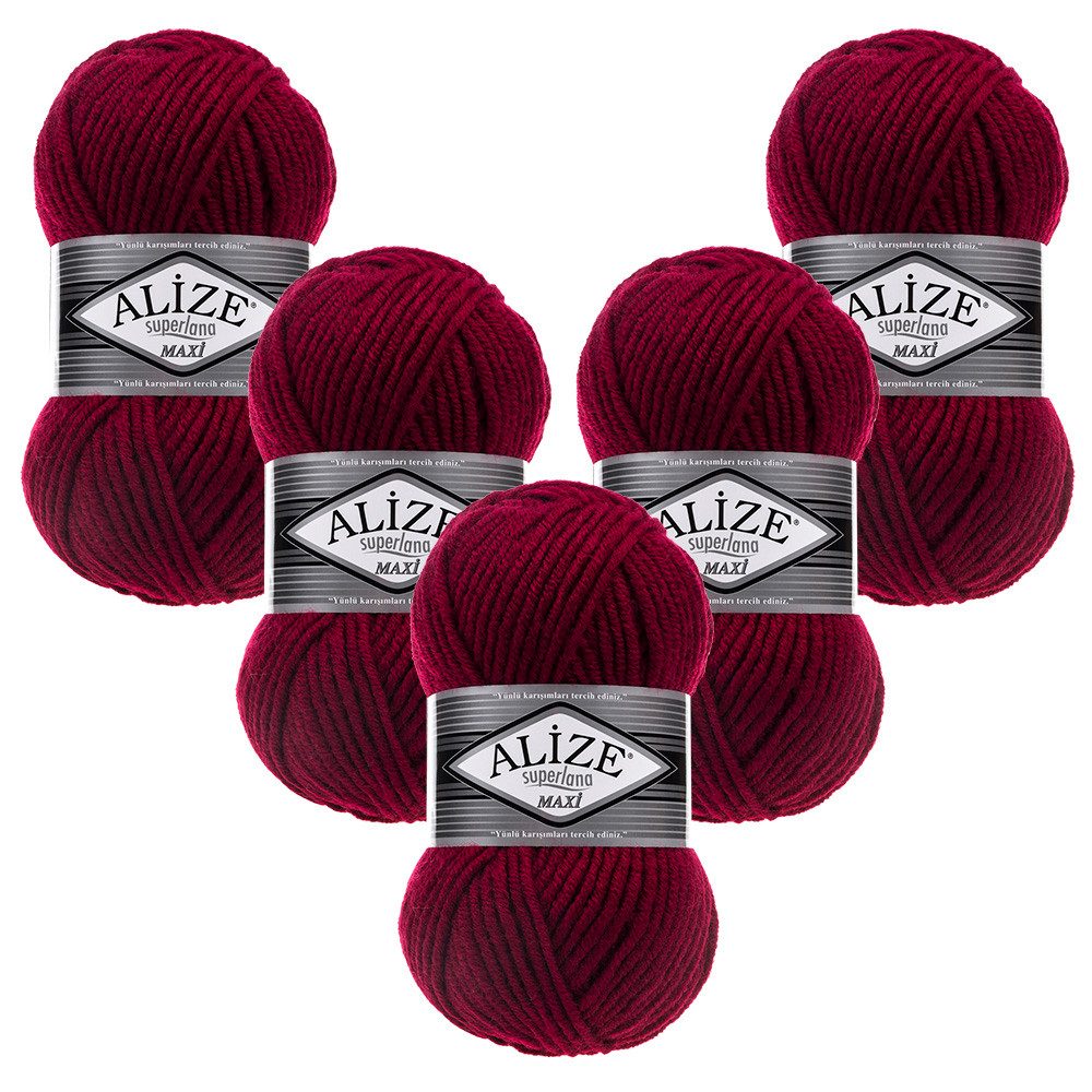Alize 5 x ALIZE Superlana Maxi Häkelwolle, 100 m, Yarn,Handstrickgarn,Garn,Stickgarn