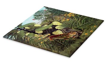 Posterlounge Acrylglasbild Henri Rousseau, Kampf zwischen Tiger und Büffel, Wohnzimmer Malerei