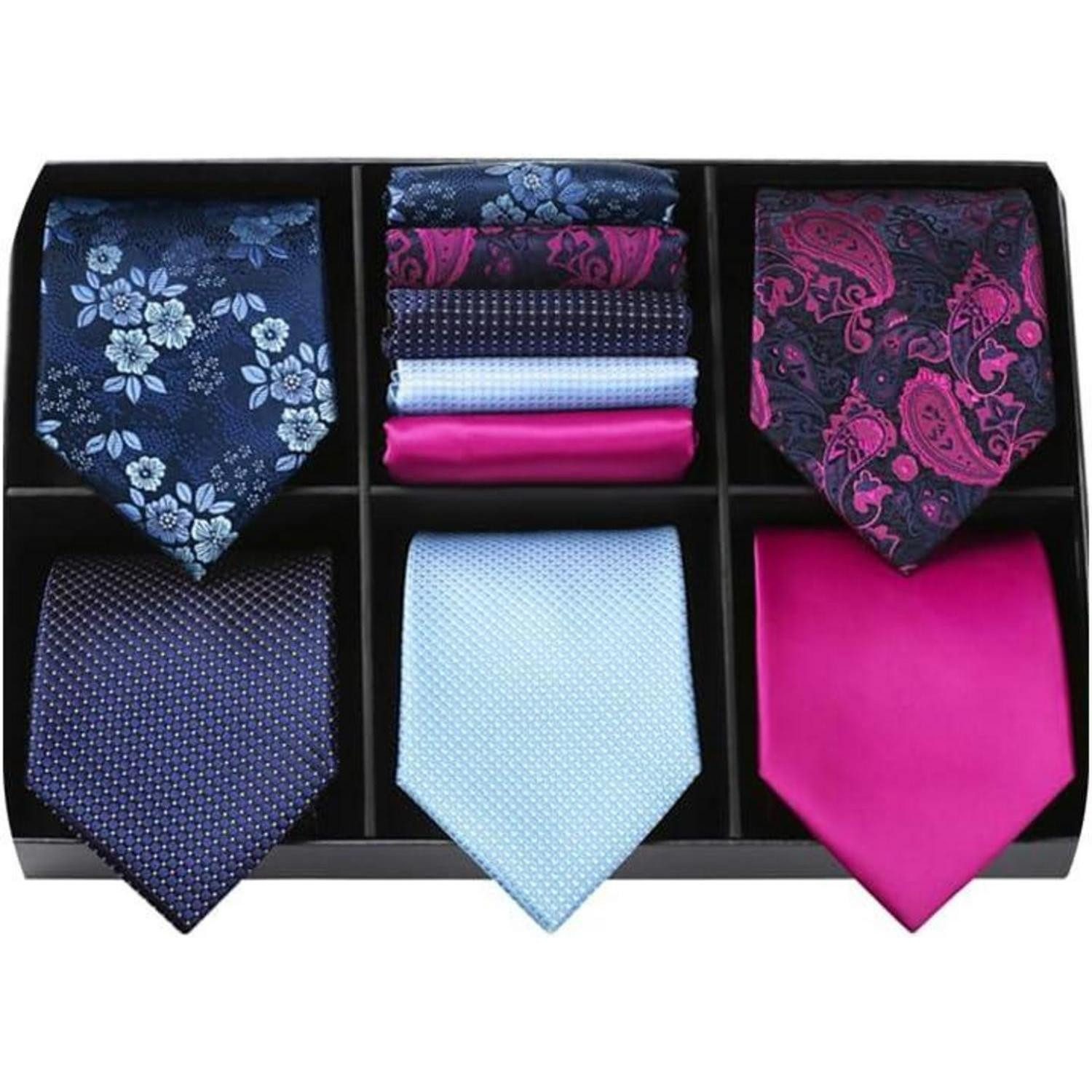 LuxusKollektion Krawatte Krawatten Set Herren Seide Einstecktuch 5er T5-23