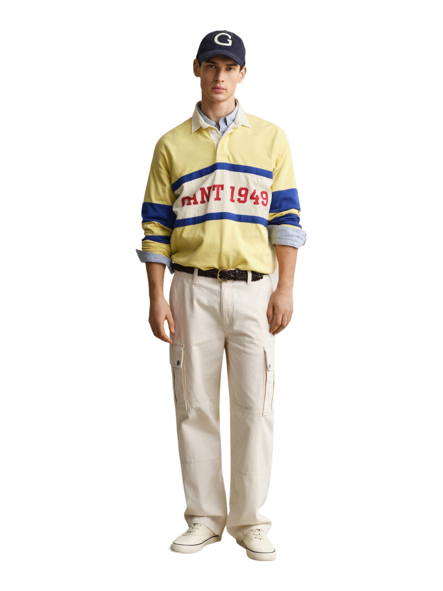 Gant Cargohose natur, Casual, Baumwolle, Unifarben, Relaxed Fit, Mittel