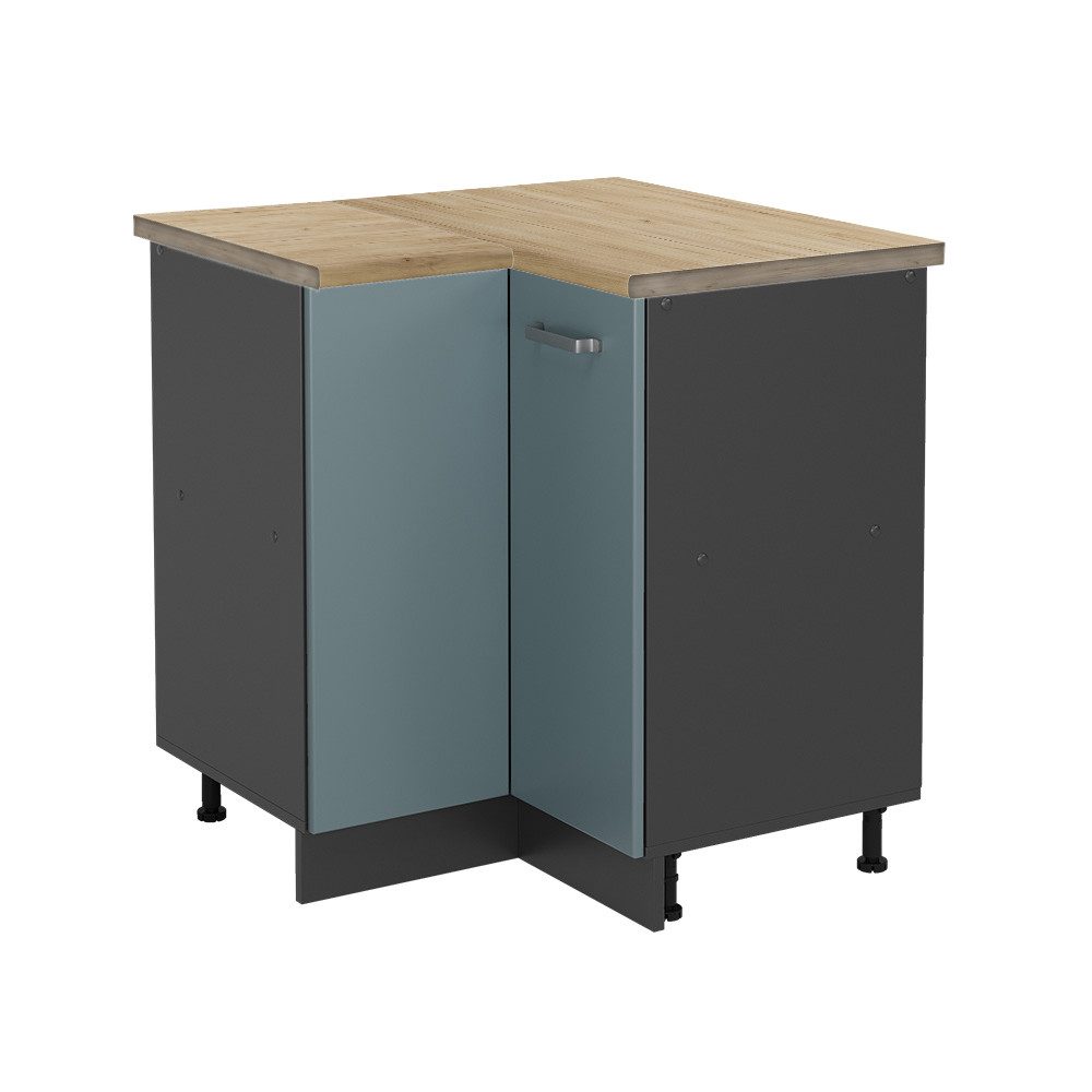 Vicco Eckunterschrank R-Line, Blau-Grau/Anthrazit, 75.6 cm, günstig online kaufen