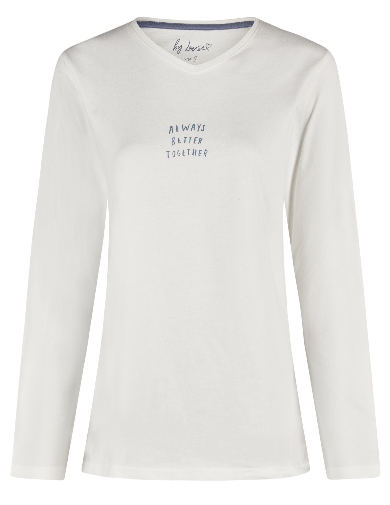 By Louise Pyjamaoberteil Damen Pyjamashirt mit langem Arm (1-tlg) Baumwolle