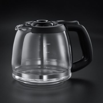 RUSSELL HOBBS Kaffeevollautomat mit Mahlwerk [Digitaler Timer Brausekopf für optimale Extraktion&Aroma, max 12 Tassen 1,5l Glaskanne Mahlgradeinstellung Filterkaffeemaschine