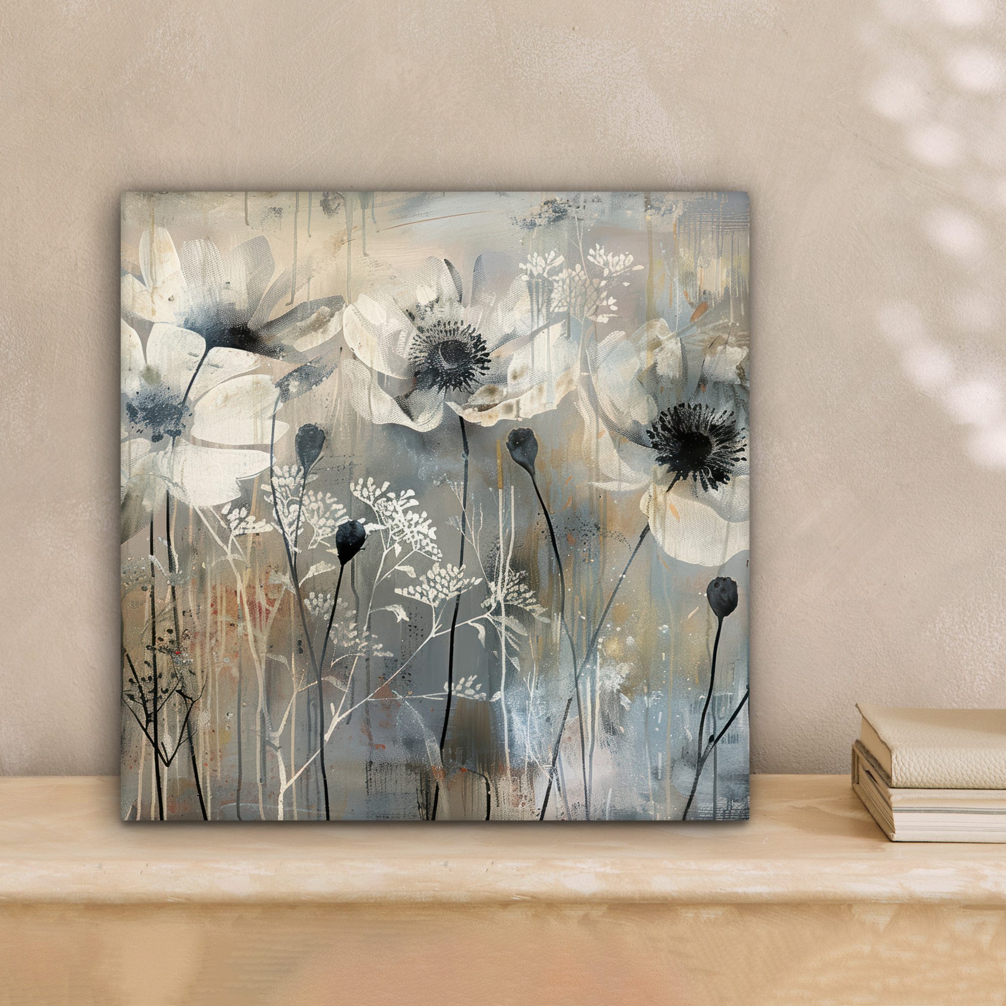OneMillionCanvasses® Leinwandbild Blumen - Pflanzen - Grau - Abstrakt, Foto günstig online kaufen