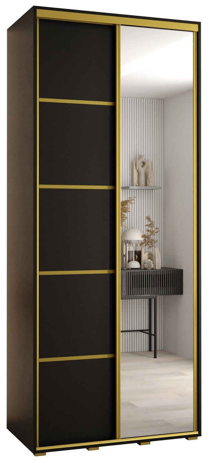 ABIKS MÖBEL Schwebetürenschrank Davos 5 Schlafzimmerschrank mit Spiegel, Kleiderstange und Regalen