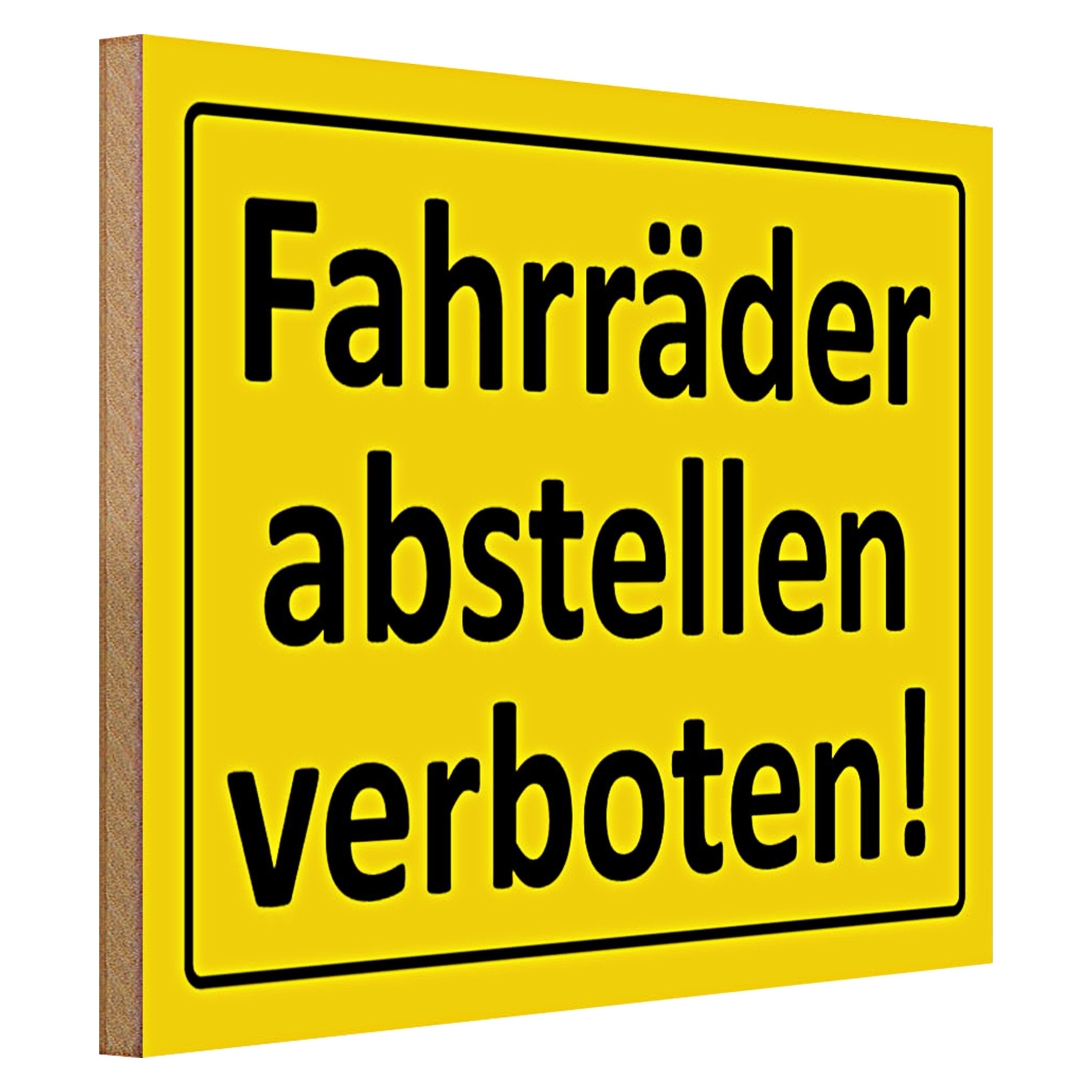 Roomando Holzbild Hinweis 40x30cm Fahrräder abstellen verboten