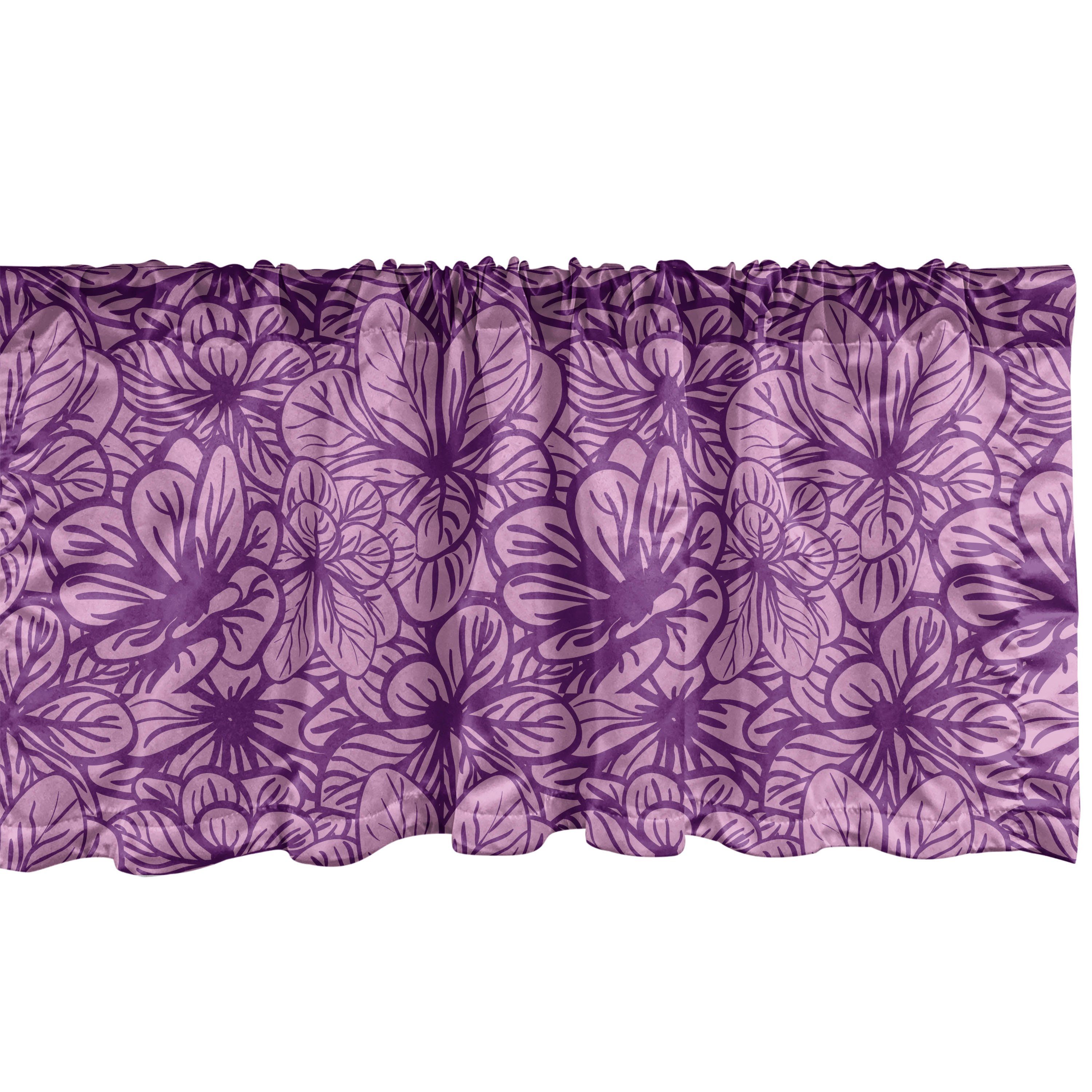 Scheibengardine Vorhang Volant für Dekor Blumen Abakuhaus, Küche Monochrome Stangentasche, Kunst mit Schlafzimmer Filigrane Microfaser