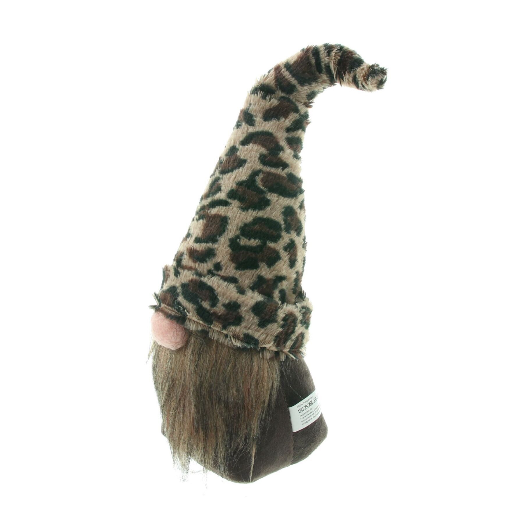 Dekoleidenschaft Wichtel "Leo" 42 cm groß stehend, Wichtelfigur mit Leopardenmuster, Türstopper, Dekowichtel Leopard, Türaufhalter, Weihnachtsdeko
