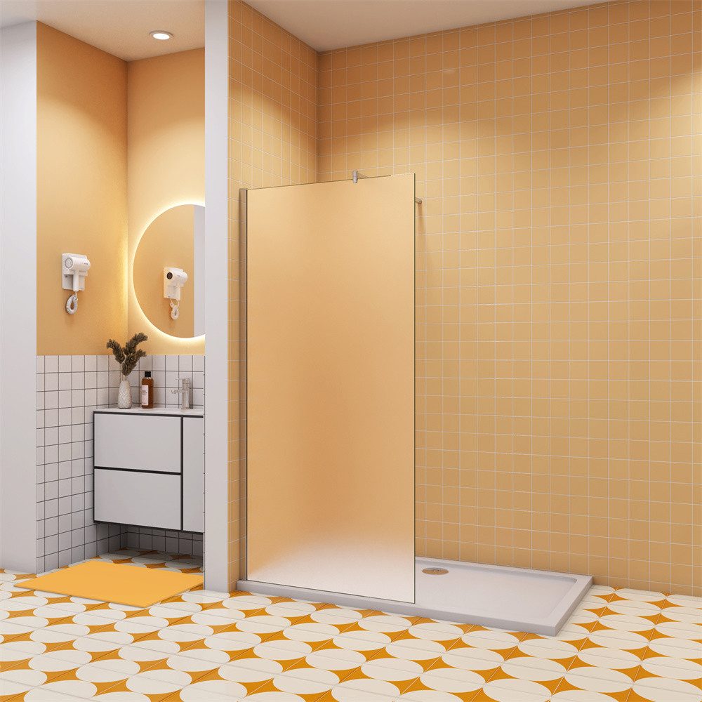 Duschparadies Duschwand 10mm Milchglas Glaswand Walkin mit Stabilstange Dus günstig online kaufen