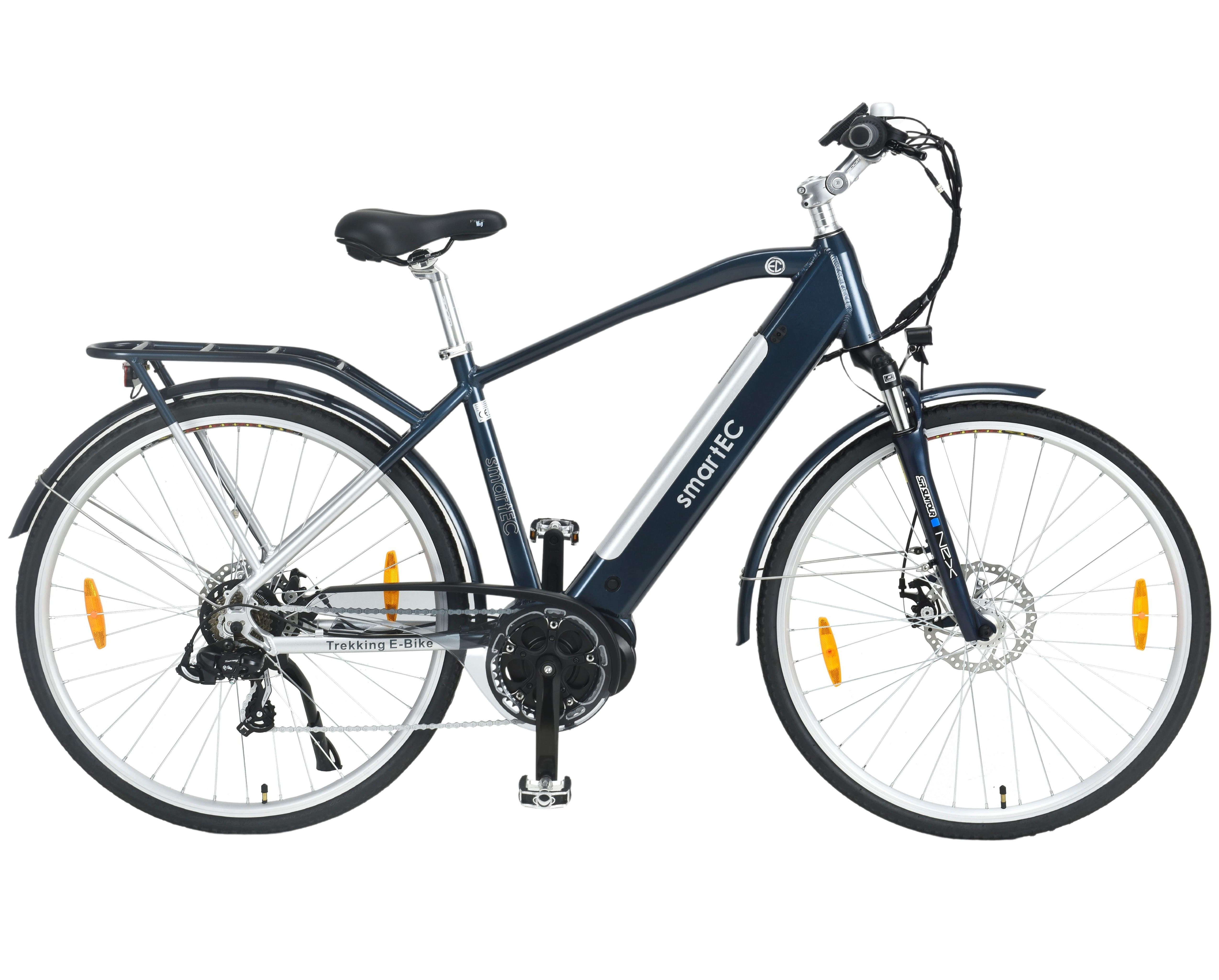 smartEC E-Bike Trekking Fahrrad TrekX-MH 28 Zoll Herren, 7 Gang Shimano  Tourney Schaltwerk, Kettenschaltung, Mittelmotor, 468,00 Wh Akku, Batterie,  Unterstützung 25 km/h Scheibenbremse 90km Reichweite Anfahrhilfe StVZO