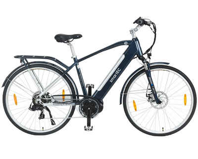 smartEC E-Bike Trekking Fahrrad TrekX-MH 28 Zoll Herren, 7 Gang Shimano Tourney Schaltwerk, Kettenschaltung, Mittelmotor, 468,00 Wh Akku, Batterie, Unterstützung 25 km/h Scheibenbremse 90km Reichweite Anfahrhilfe StVZO