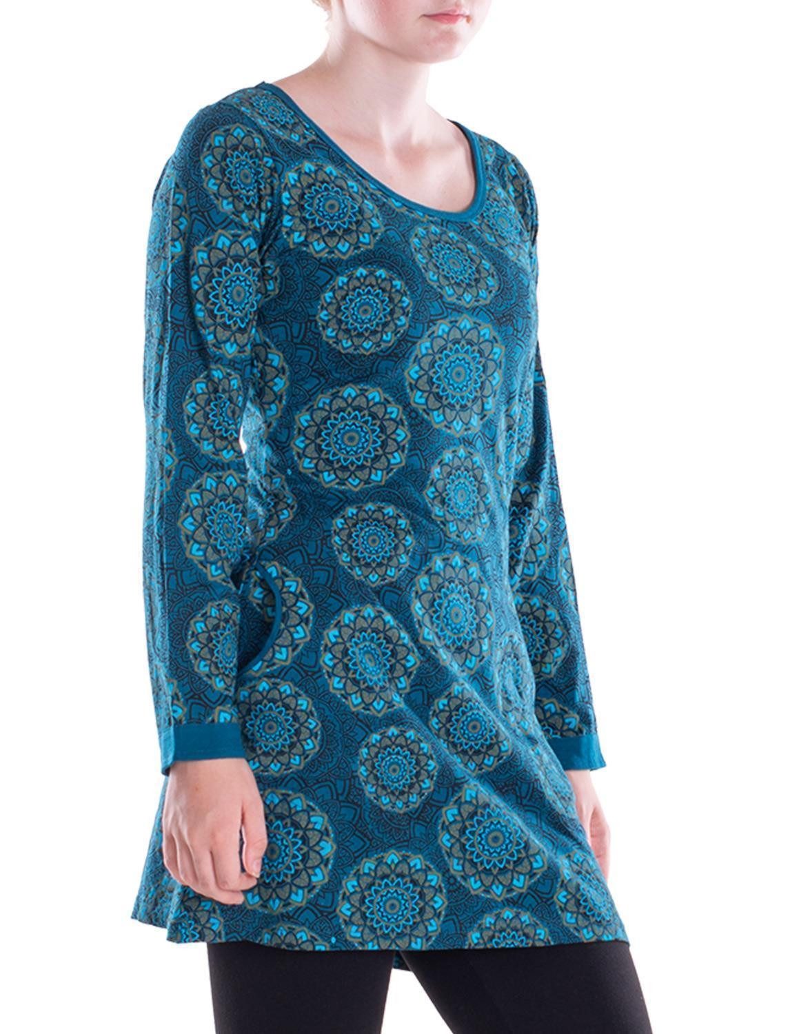 Vishes Tunikakleid Leichtes Langarmshirt-Kleid Damen Kleider Langarm Tunika retro Elfen, Hippie, Alternative Bekleidung