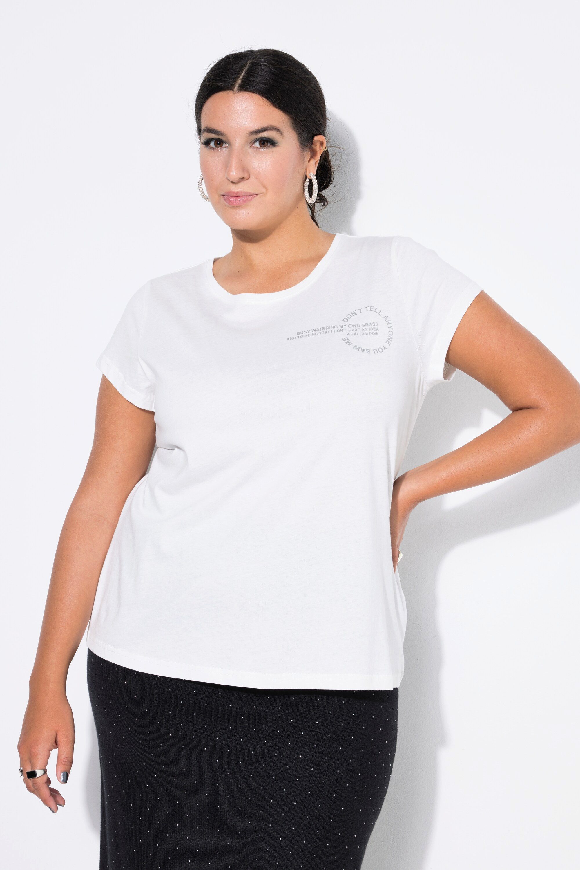 Studio Untold T-Shirt T-Shirt Slim Shape silberner Circle-Print