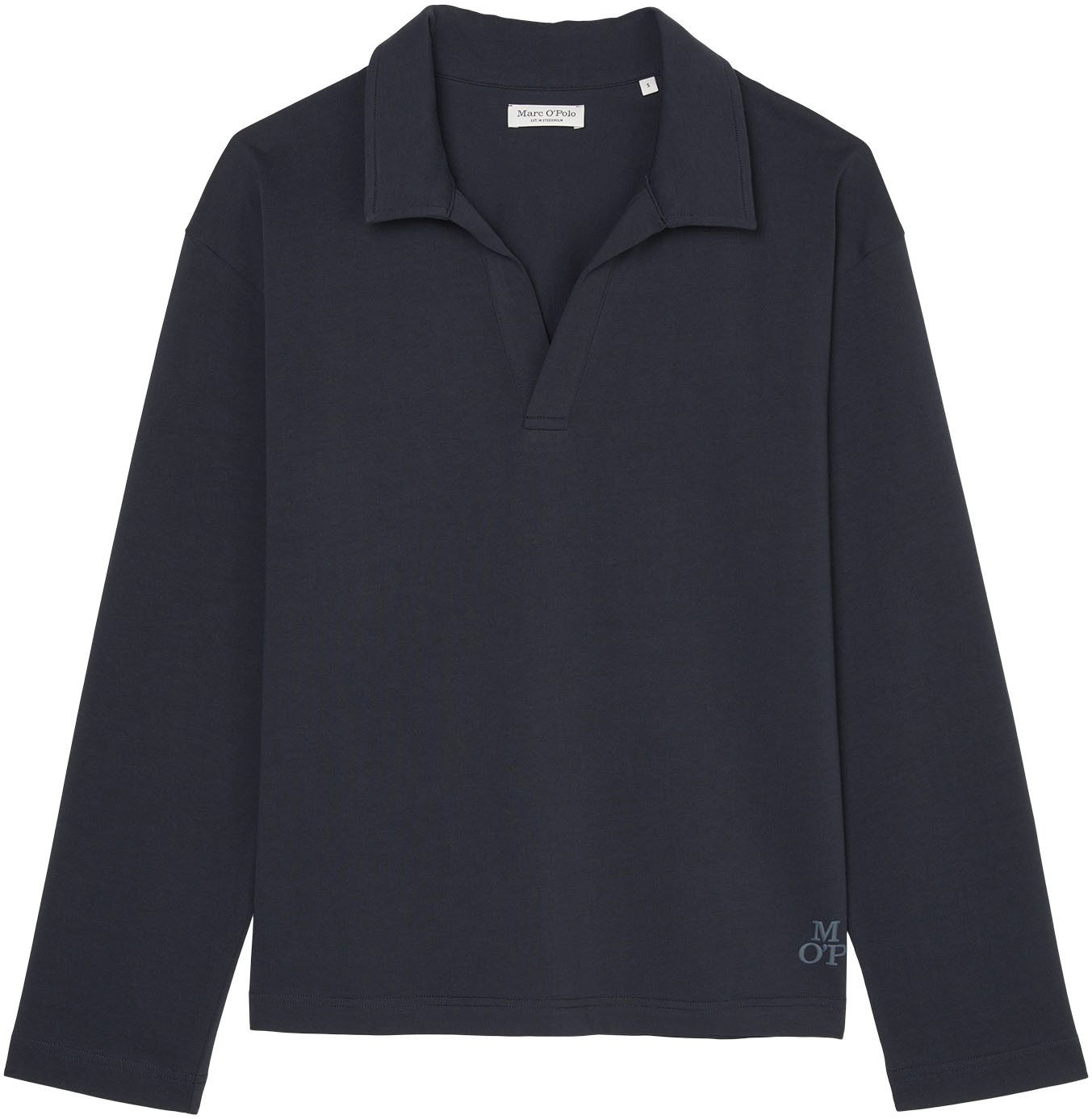 Marc O'Polo Langarm-Poloshirt Heavy Jersey-Woven V-Ausschnitt, günstig online kaufen