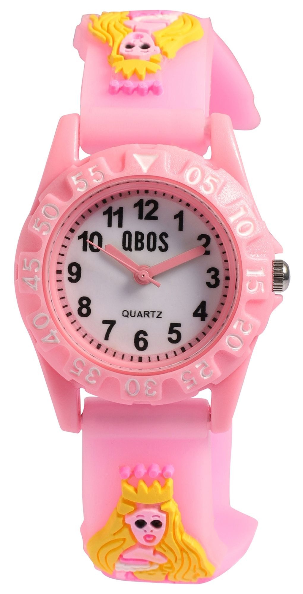 Qbos Quarzuhr aus Silikon mit Motiv Prinzessin, Kunststoffgehäuse und -glas