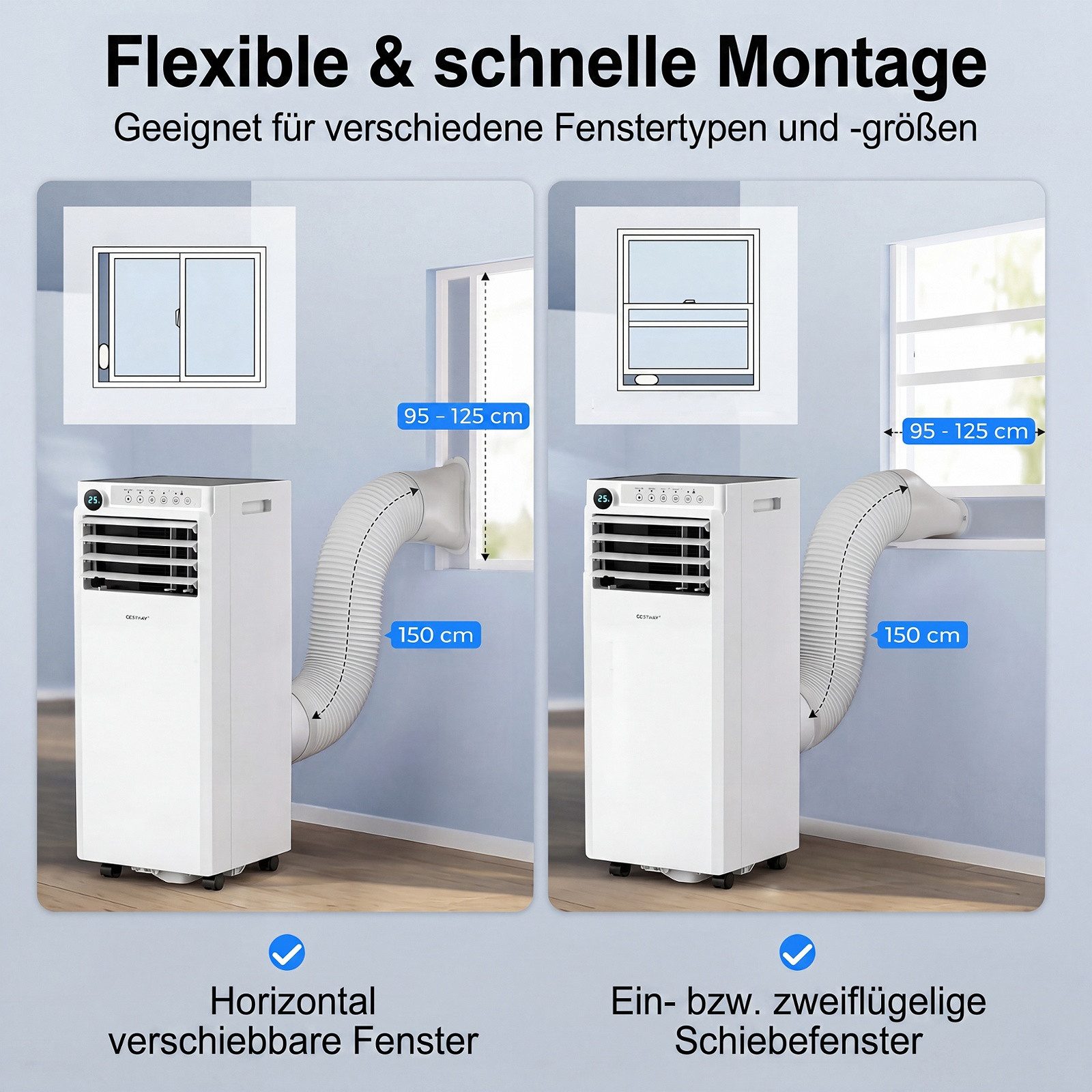 COSTWAY 3-in-1-Klimagerät, 7000BTU Klimaanlage mit Abluftschlauch