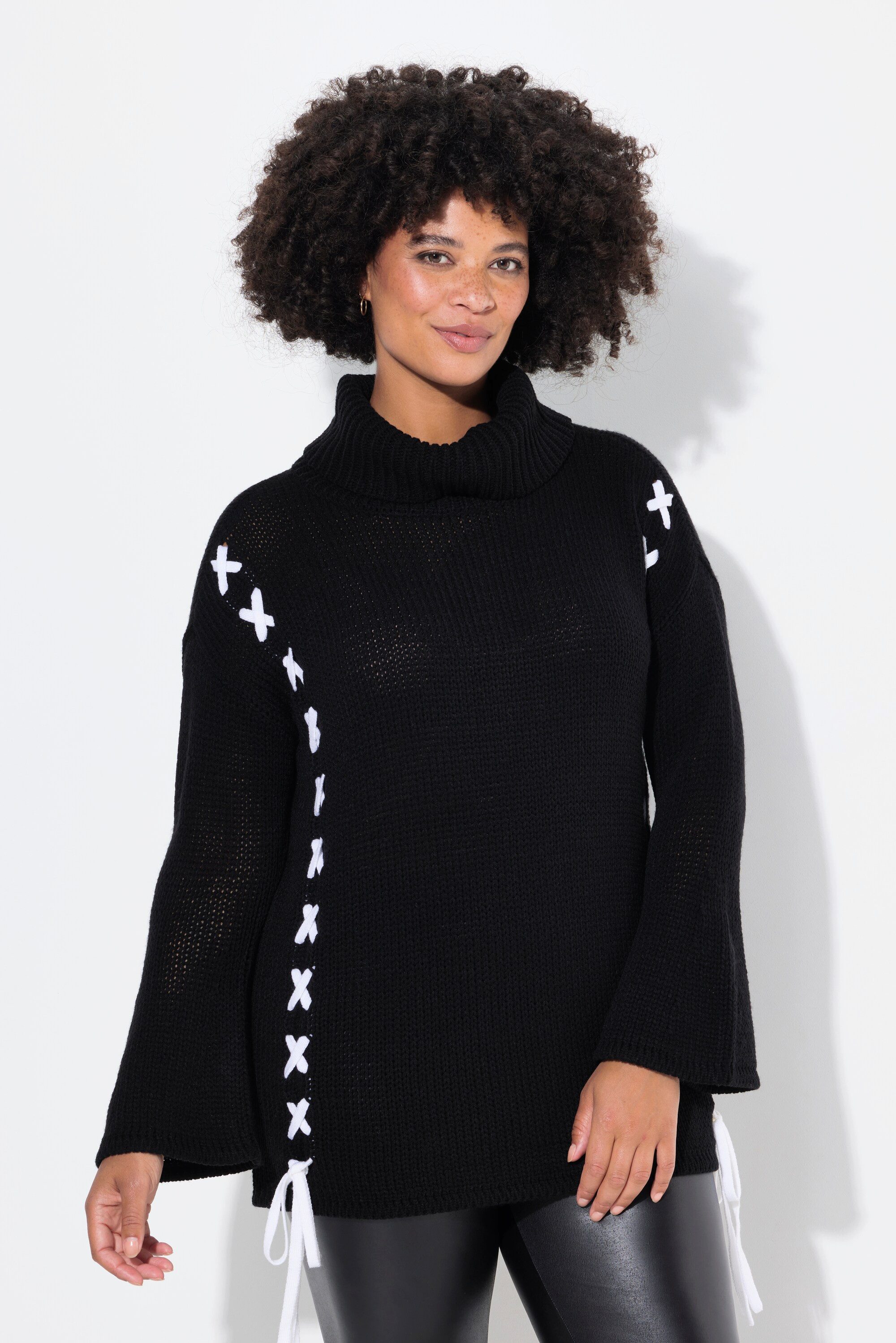 Strickpullover Pullover Loose Fit Zierbänder Trompetenärmel