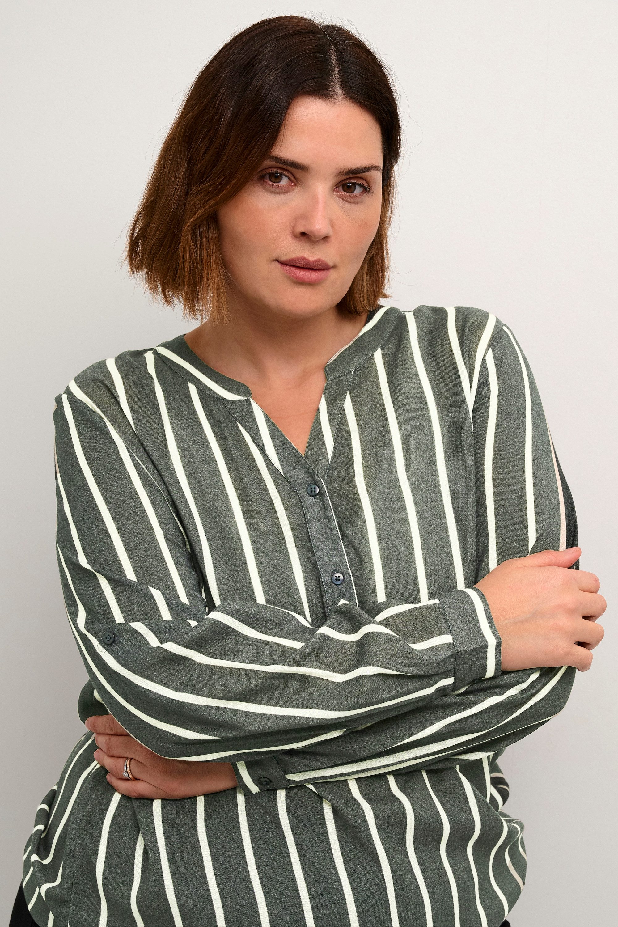 KAFFE Curve Langarmbluse Bluse langarm KCsida Große Größen