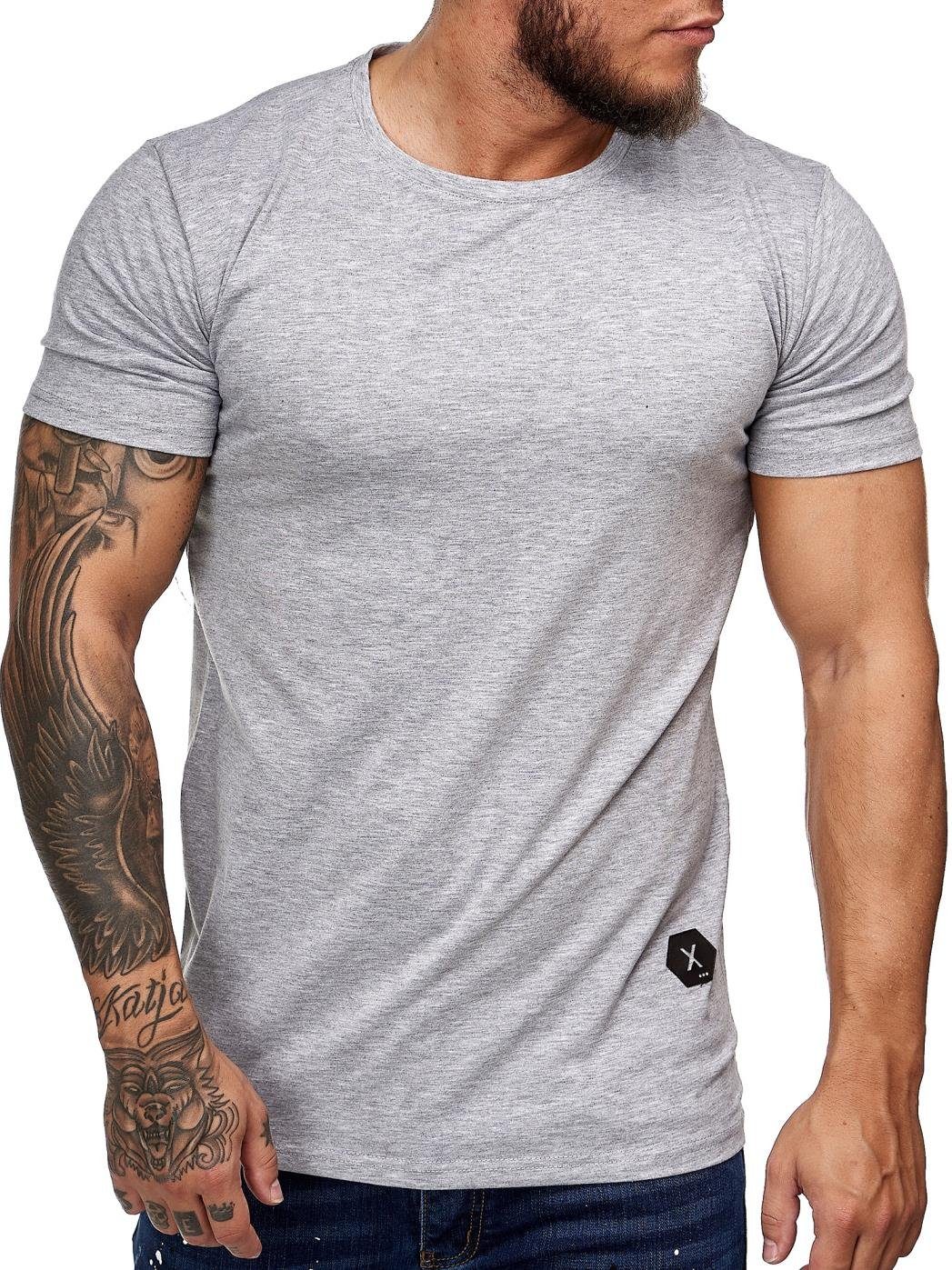 OneRedox T-Shirt 7031ST (Shirt Polo Kurzarmshirt Tee) Fitness Freizeit Casual Grau