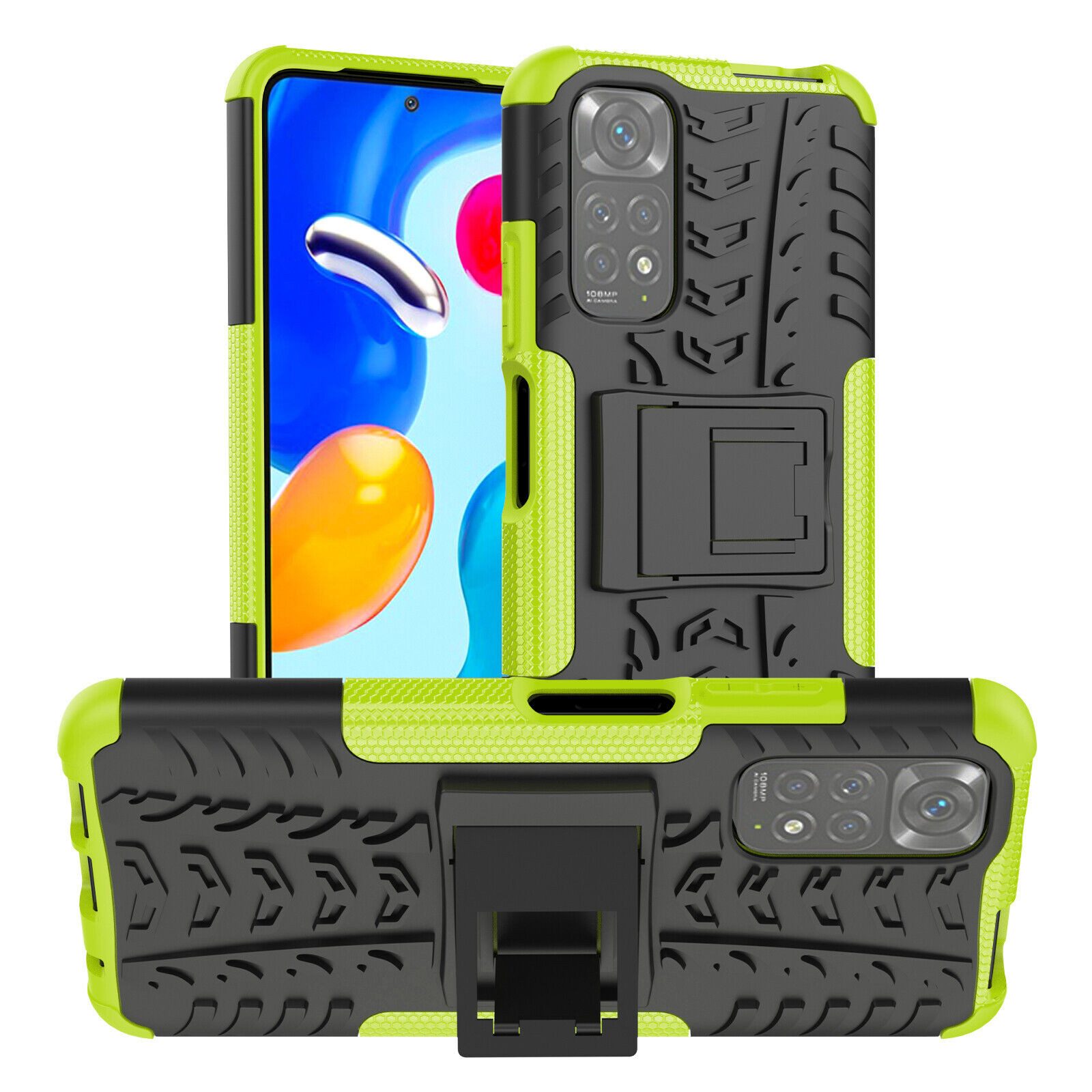 betterfon Handyhülle für Xiaomi Redmi Note 11S / 11 Schutzhülle Panzer Case Grün, Stoßfeste Dual-Layer Hülle mit Kickstand kratzfest und formstabil