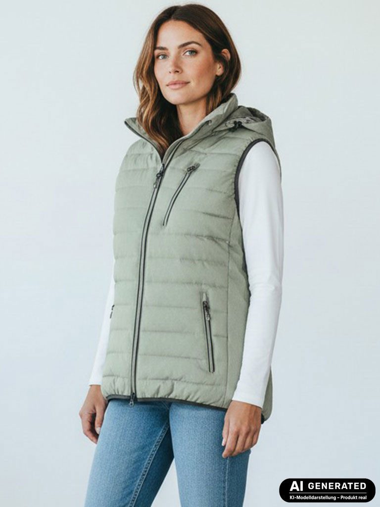 Blue Wave Steppweste Damen Weste Nathalie gesteppt Kapuze - Damenweste Outdoor-Weste leicht Abnehmbare & verstellbare Kapuze, 2-Wege-Reißverschluss, Taschen