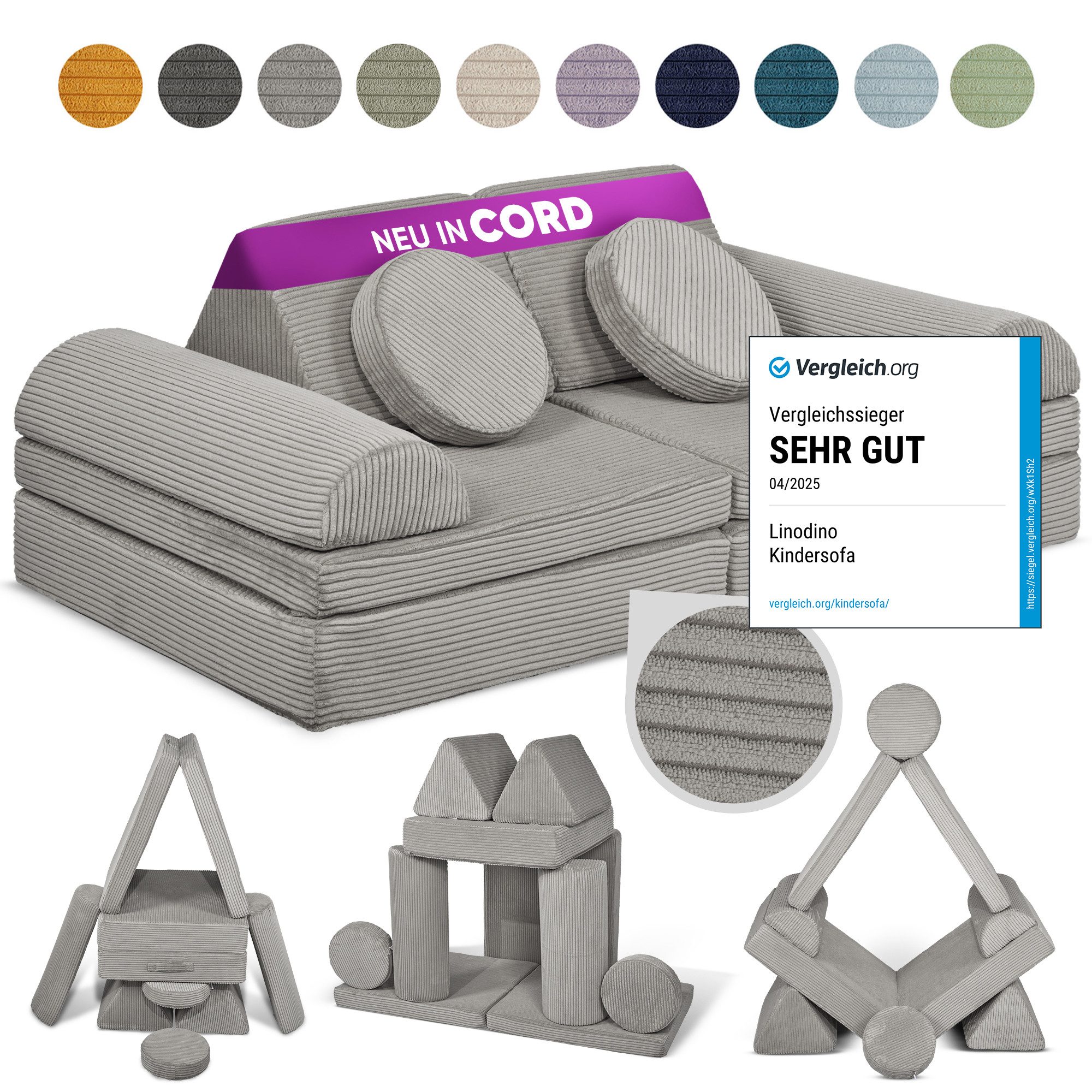 Linodino Kindersofa Spielsofa I Schaumstoff Stapelsteine günstig online kaufen