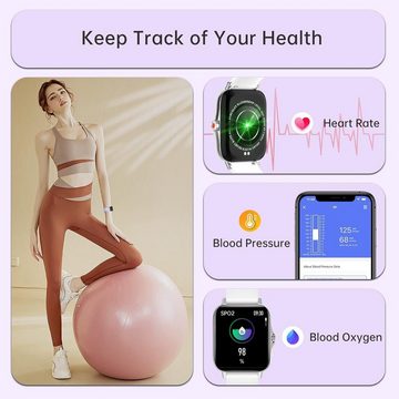 Colesma IP67 Wasserdichtigkeit Damen mit Telefonfunktion Smartwatch (1,7 Zoll), HD Touchscreen Fitness Tracker mit Schrittzähler,Schlafmonitor