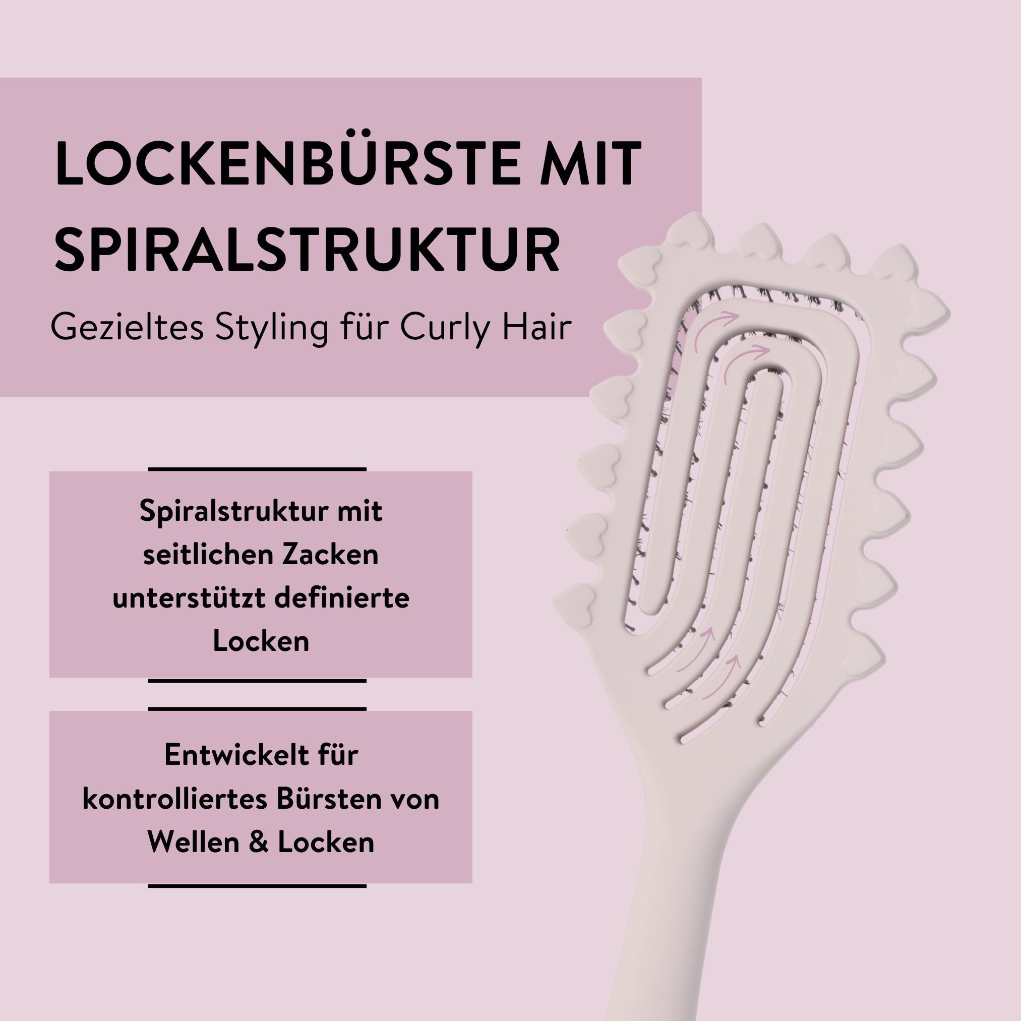 PARSA Beauty Haarbürste LOV.U Lockenb?rste zur Definition & Entwirrung mit Herz-Design