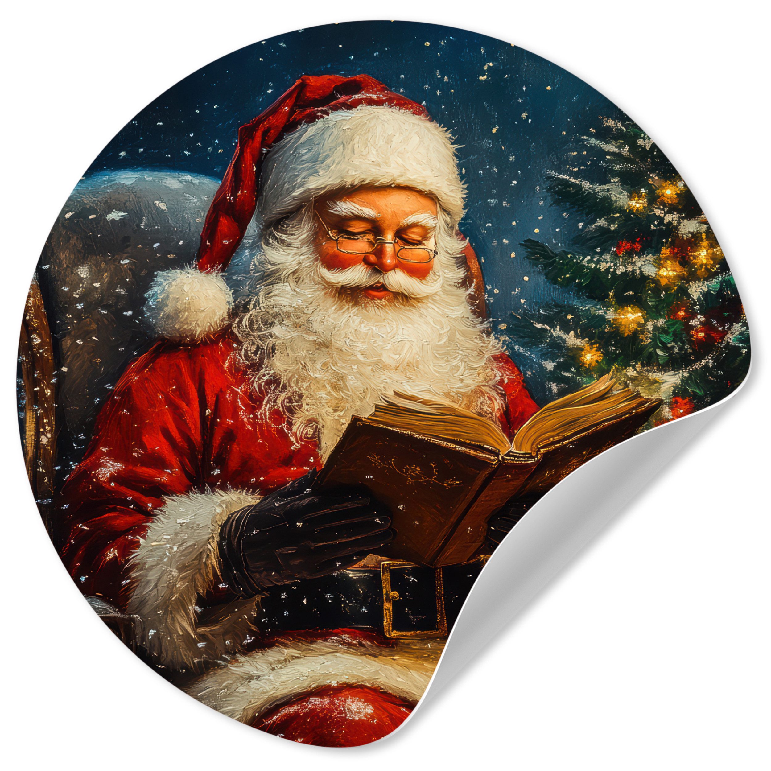 MuchoWow Wandsticker Weihnachtsmann - Weihnachten - Winter - Weihnachtsbaum (1 St), Wandtattoo Selbstklebend, Wohnzimmer Deko Aufkleber, 30x30 cm