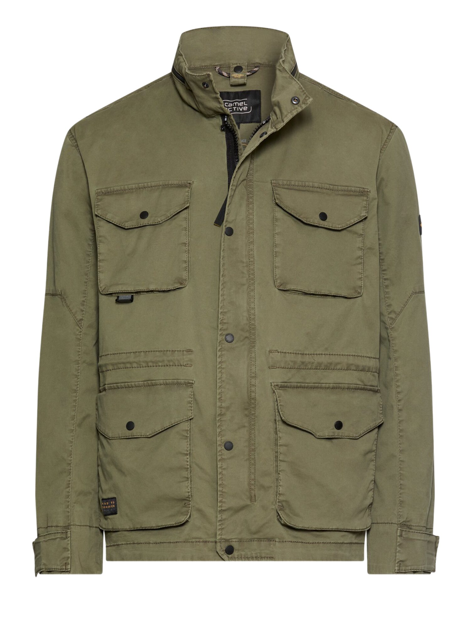 camel active Funktionsjacke grün,Casual,Baumwolle,Unifarben,Stehkragen,Lang,Regular Fit