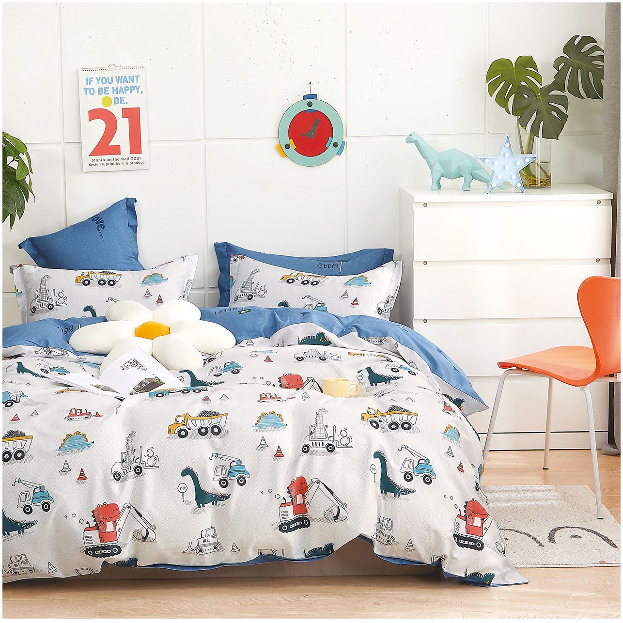 KEAYOO Kinderbettwäsche WPKL, Süß Dinosaurier Muster Kinderbettwäsche mit S günstig online kaufen